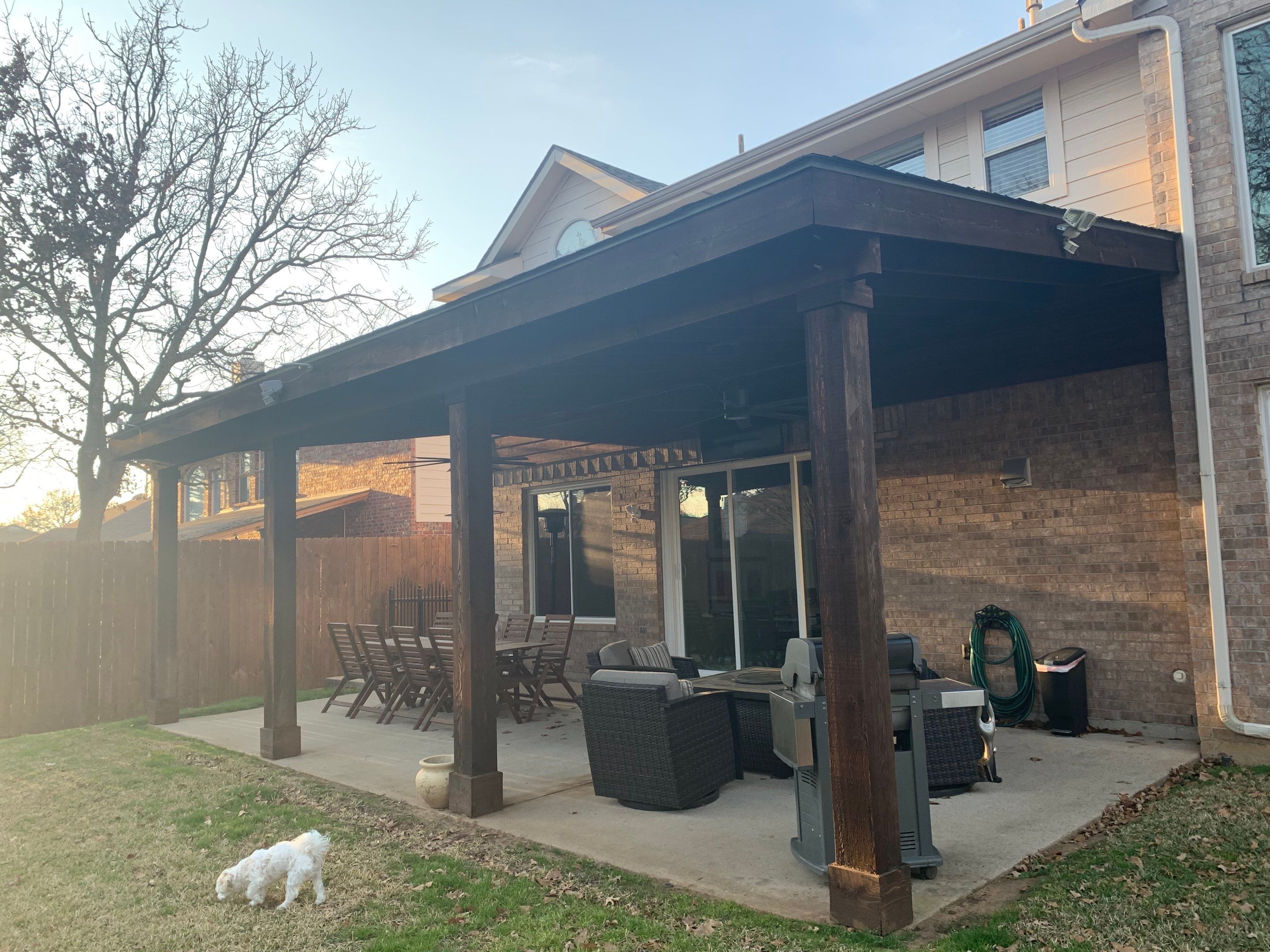 Beautiful Patio Cover Installation for a current Client by First United Roofing & Construction
