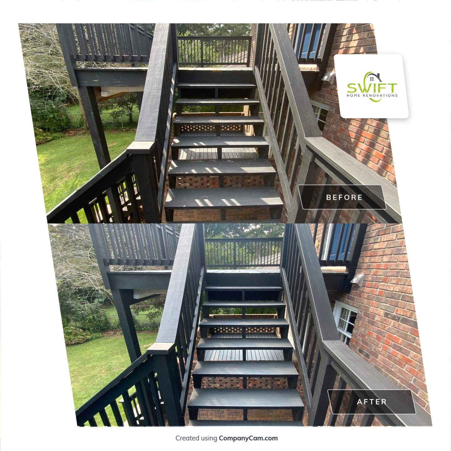 Full Exterior Trim Painting and Multi-Level Deck Staining by Swift Home Renovations