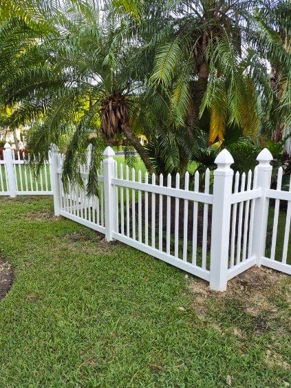 White Vinyl Picket and Privacy Fence Installation in Fort Myers by True Fence LLC