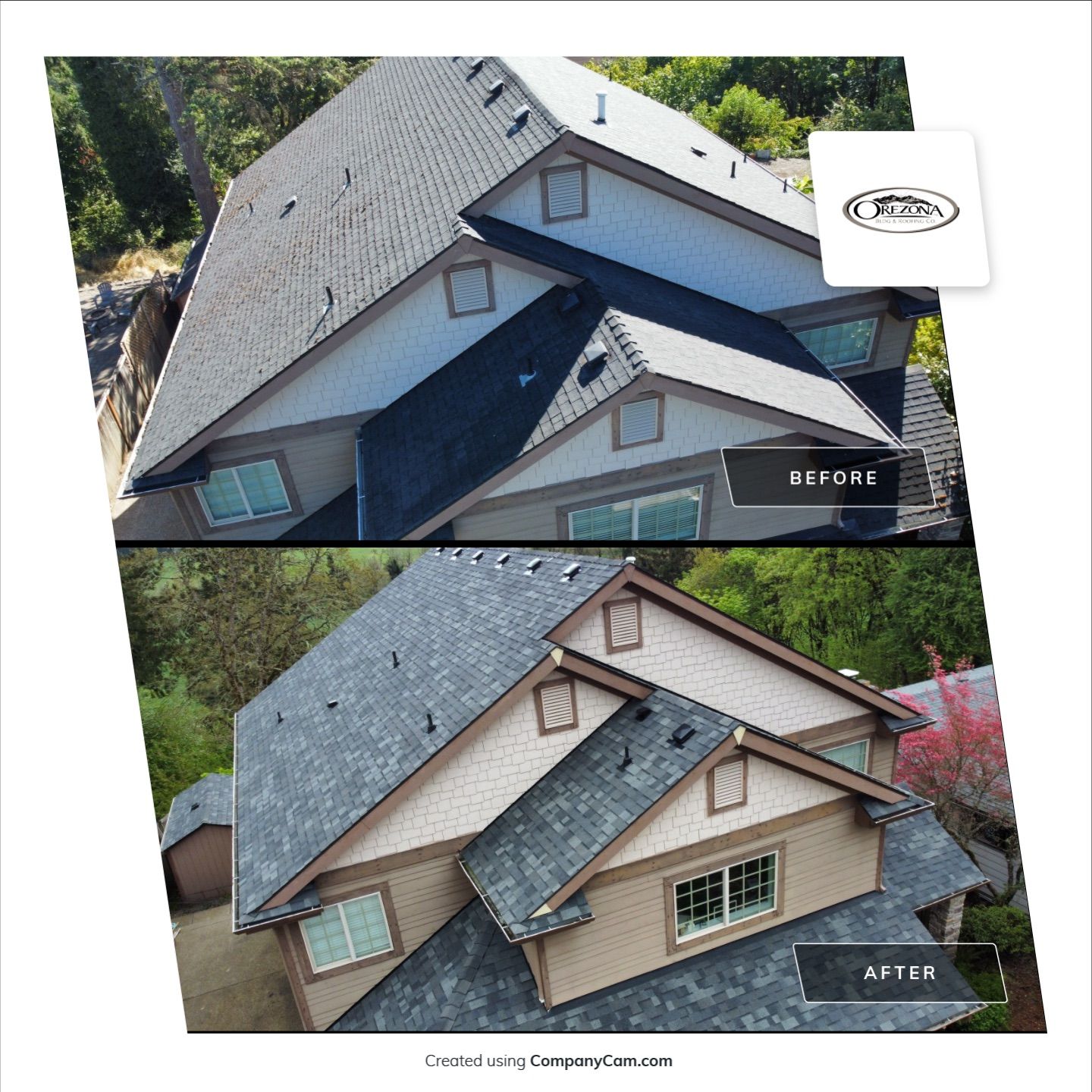 Residential Roofing Installation using Malarkey Vista AR Shingles (Color: Storm Grey) by Orezona Building & Roofing Company, Inc.