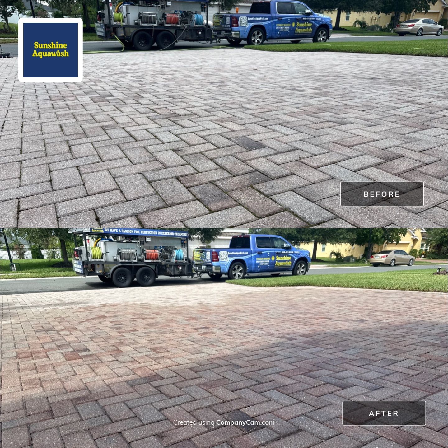 3-Car Paver Driveway & Entryway Cleaning | Oakleaf Hammock Community, Ellenton, FL by Sunshine AquaWash