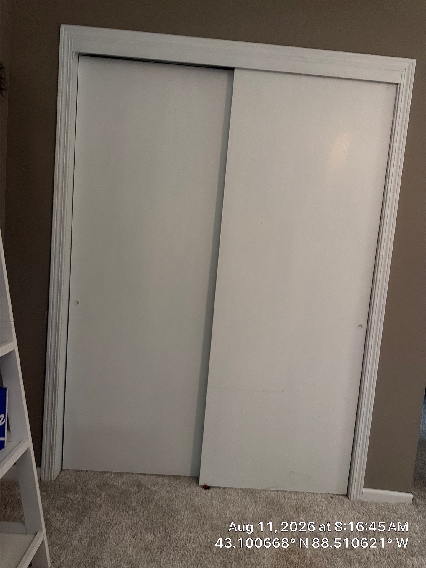 White Sliding Bypass Closet Door Installation in Oconomowoc by CompanyCam Sales Demo
