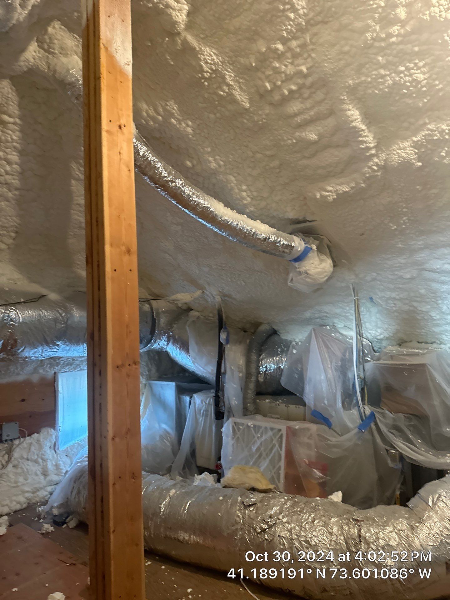 Attic Insulation using open cell spray foam by NYS Foam & Energy