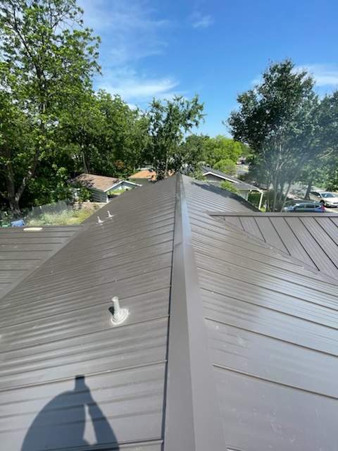 Dark Bronze - L&A Standing Seam with Striations by RoofsOnly.com