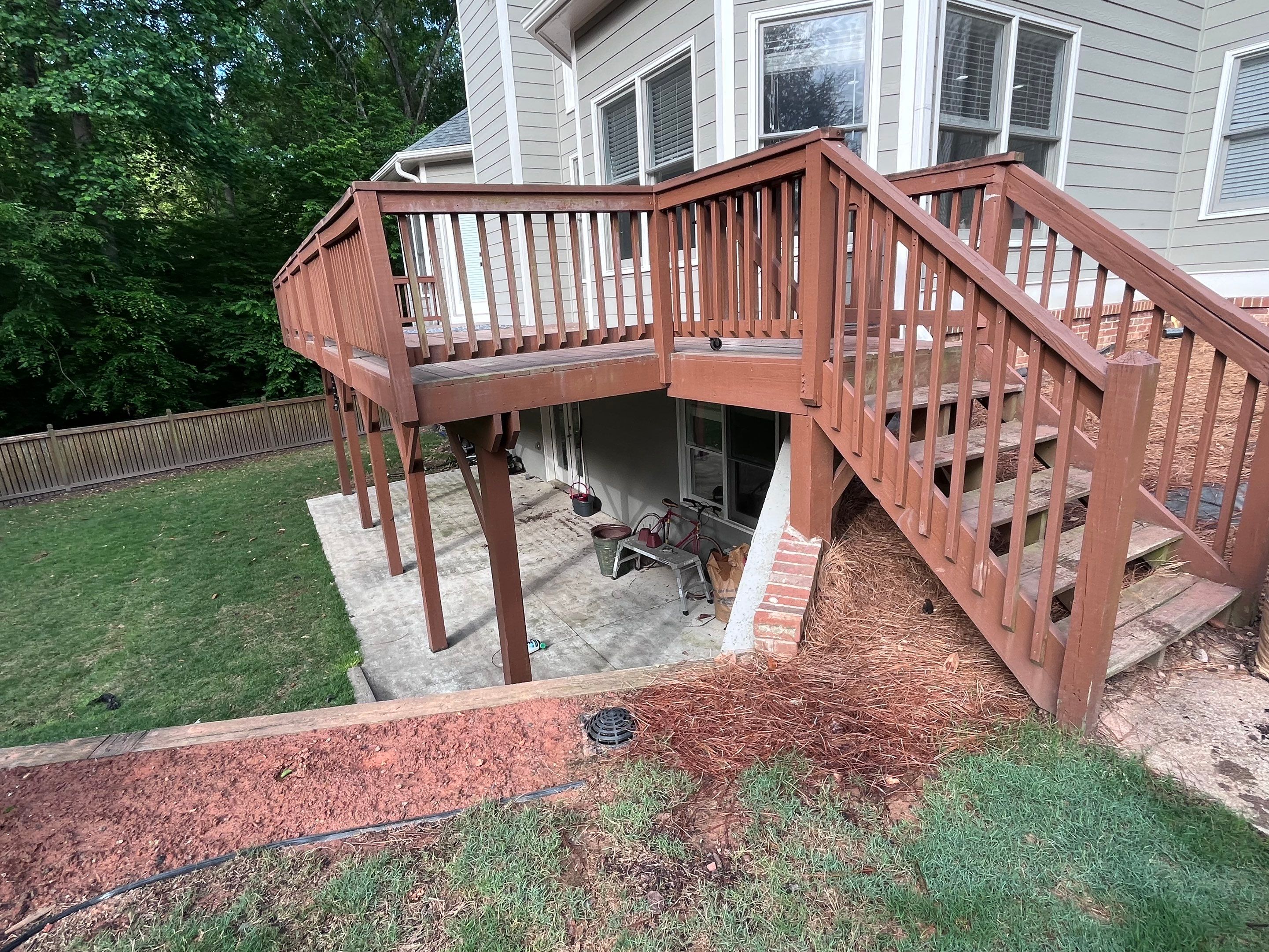 Elevated Wood Deck Replacement and Staircase Installation in Woodstock by Swift Home Renovations