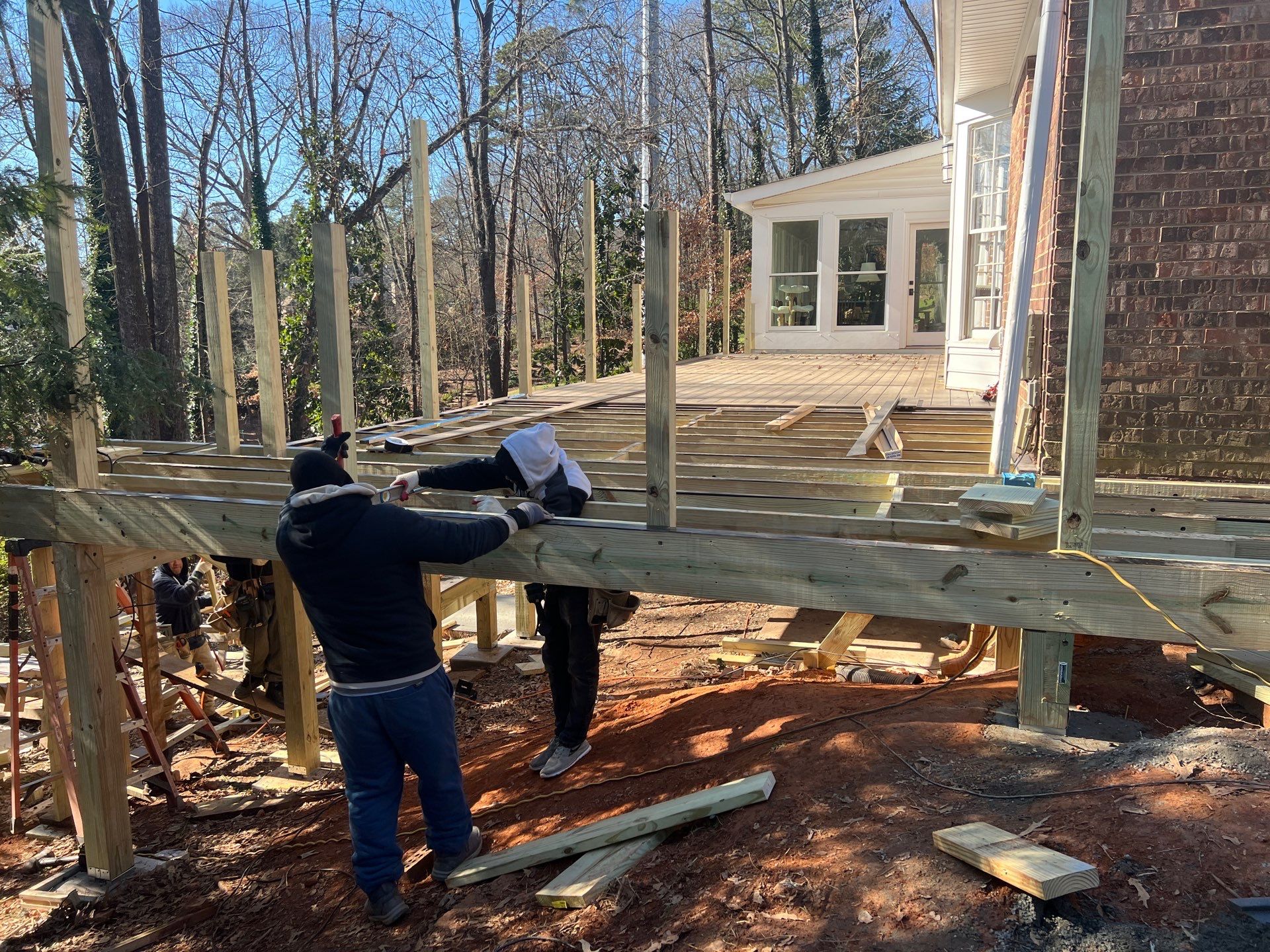 Deck Build and Screened-In Porch Install with Wild Hog 6' Black Mesh Panel Railing by Nelson Exteriors 