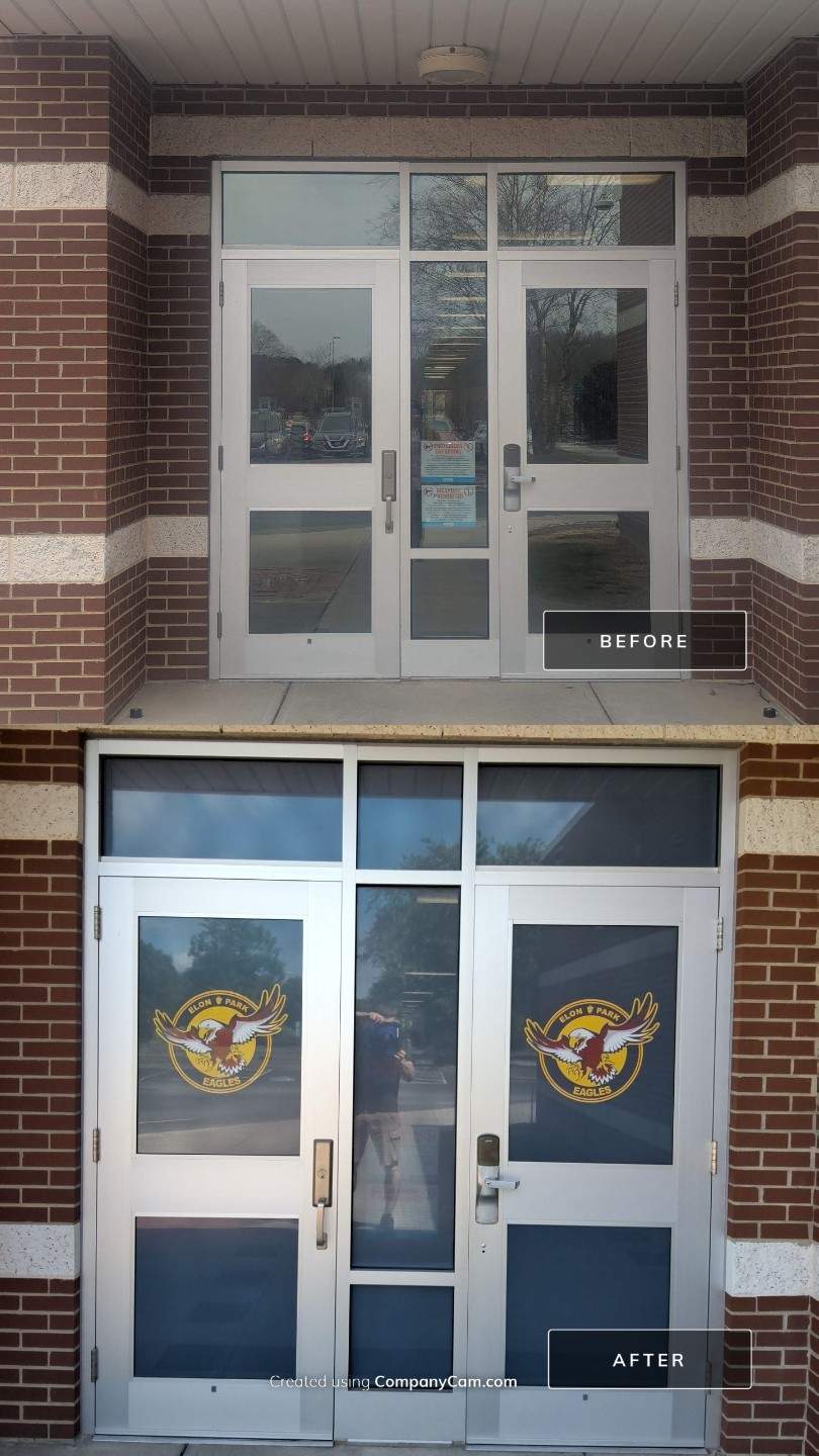 Elon Park Elementary - Window Safety Film Installation with Custom Graphics by QC Signs and Graphics