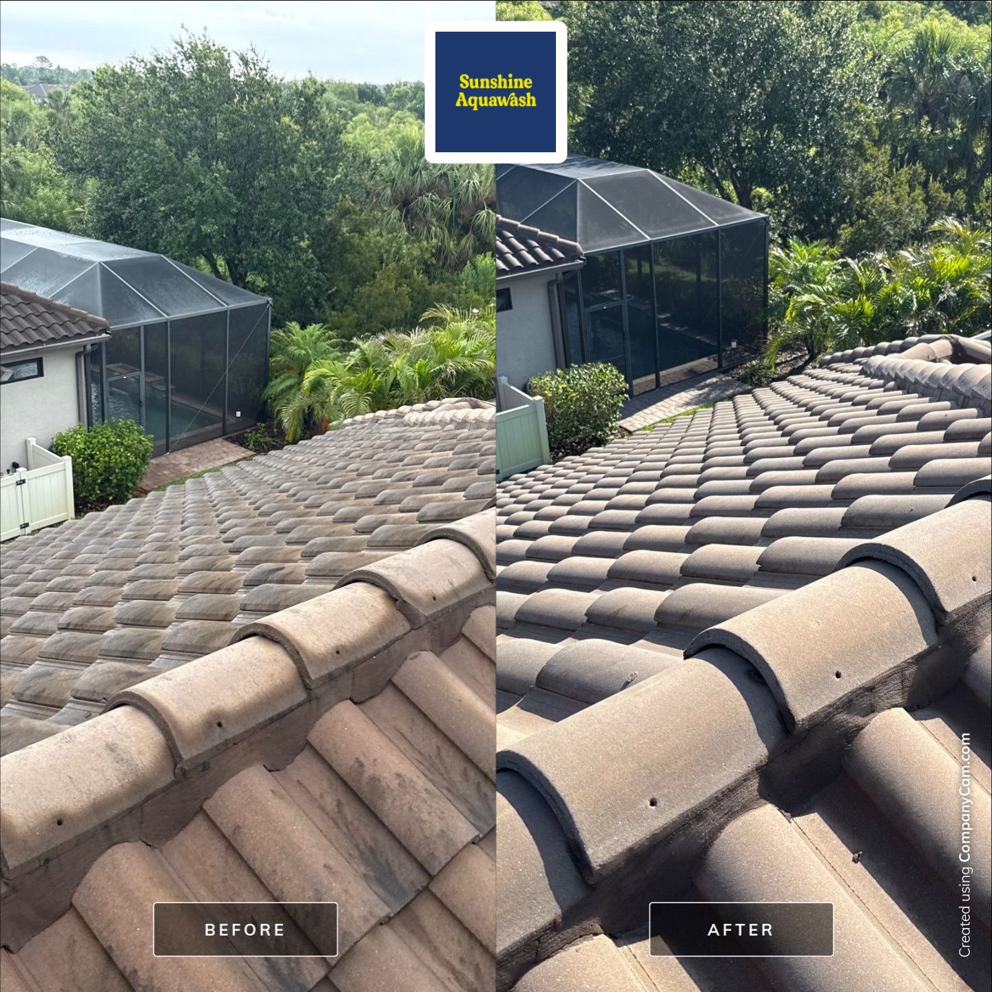 Concrete Tile Roof, Paver Driveway & Lanai Cleaning – Artisan Lakes Esplanade, Palmetto, FL by Sunshine AquaWash