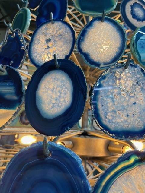 Custom Agate Chandelier and Sconce Lighting Installation by Solara Custom Living
