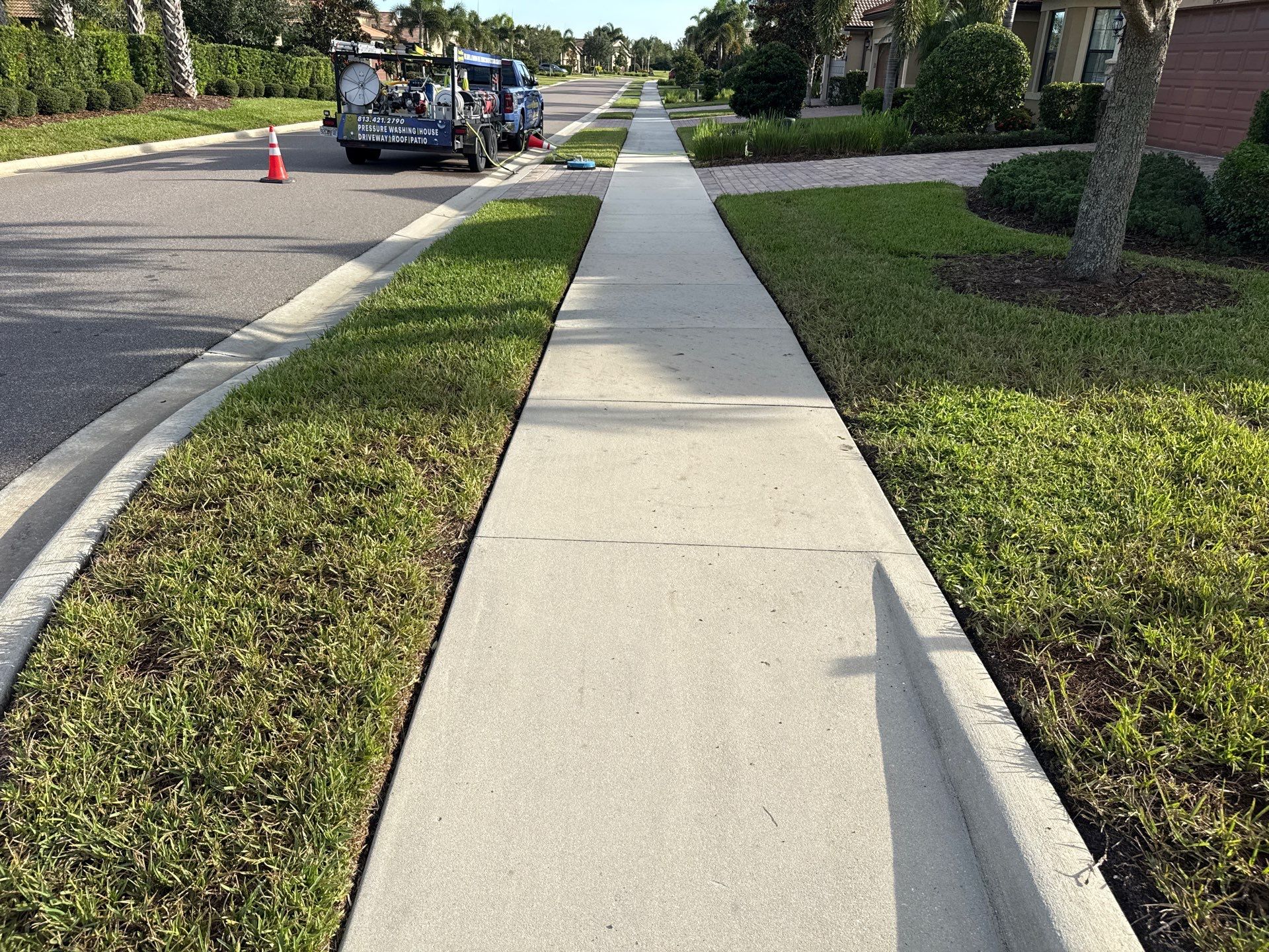 Paver Driveway & Sidewalk Cleaning – Del Webb Community, Lakewood Ranch, FL by Sunshine AquaWash
