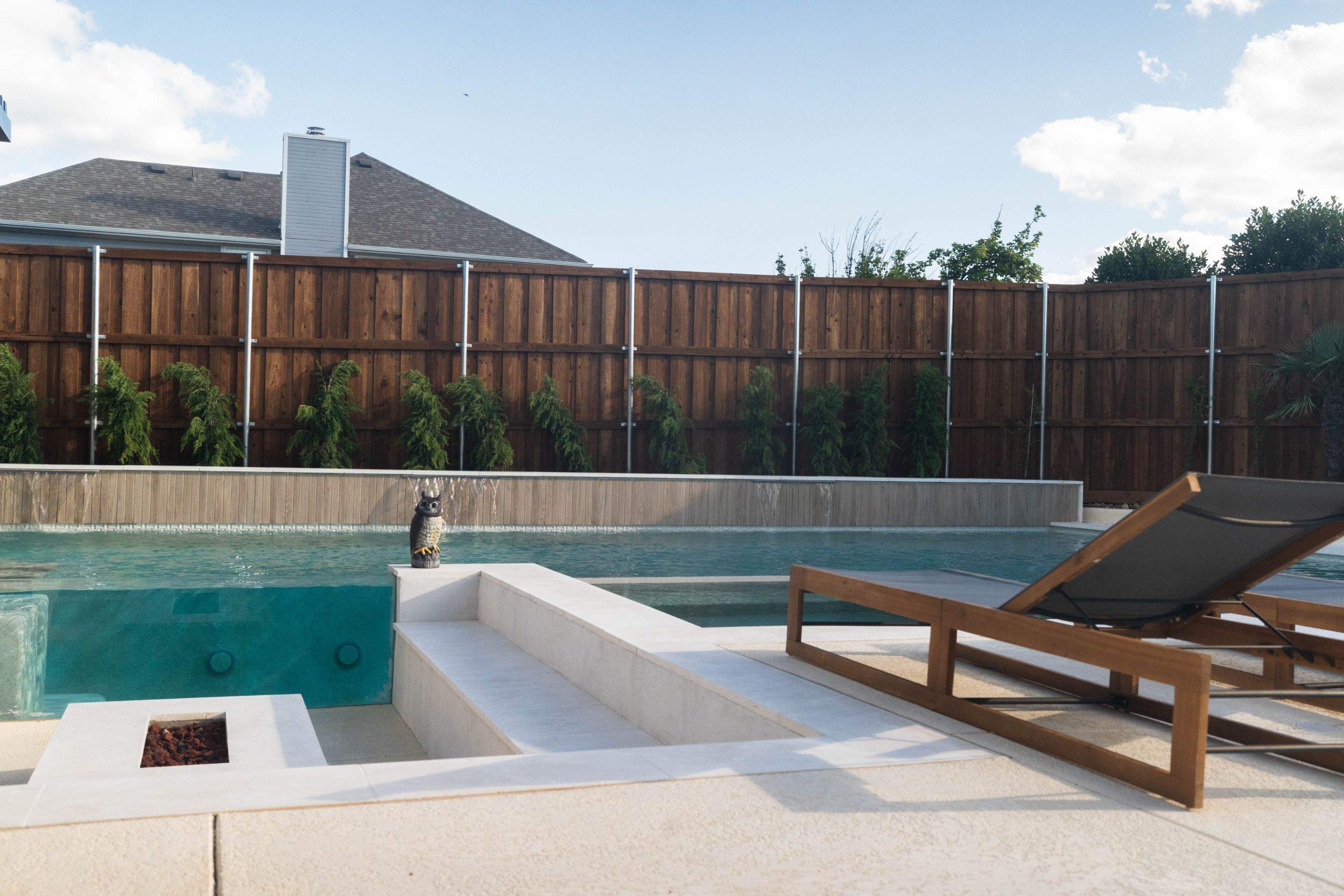 Modern Geometric Pool with Cabana and Fire Feature by Pinnacle Pools and Spas - DFW