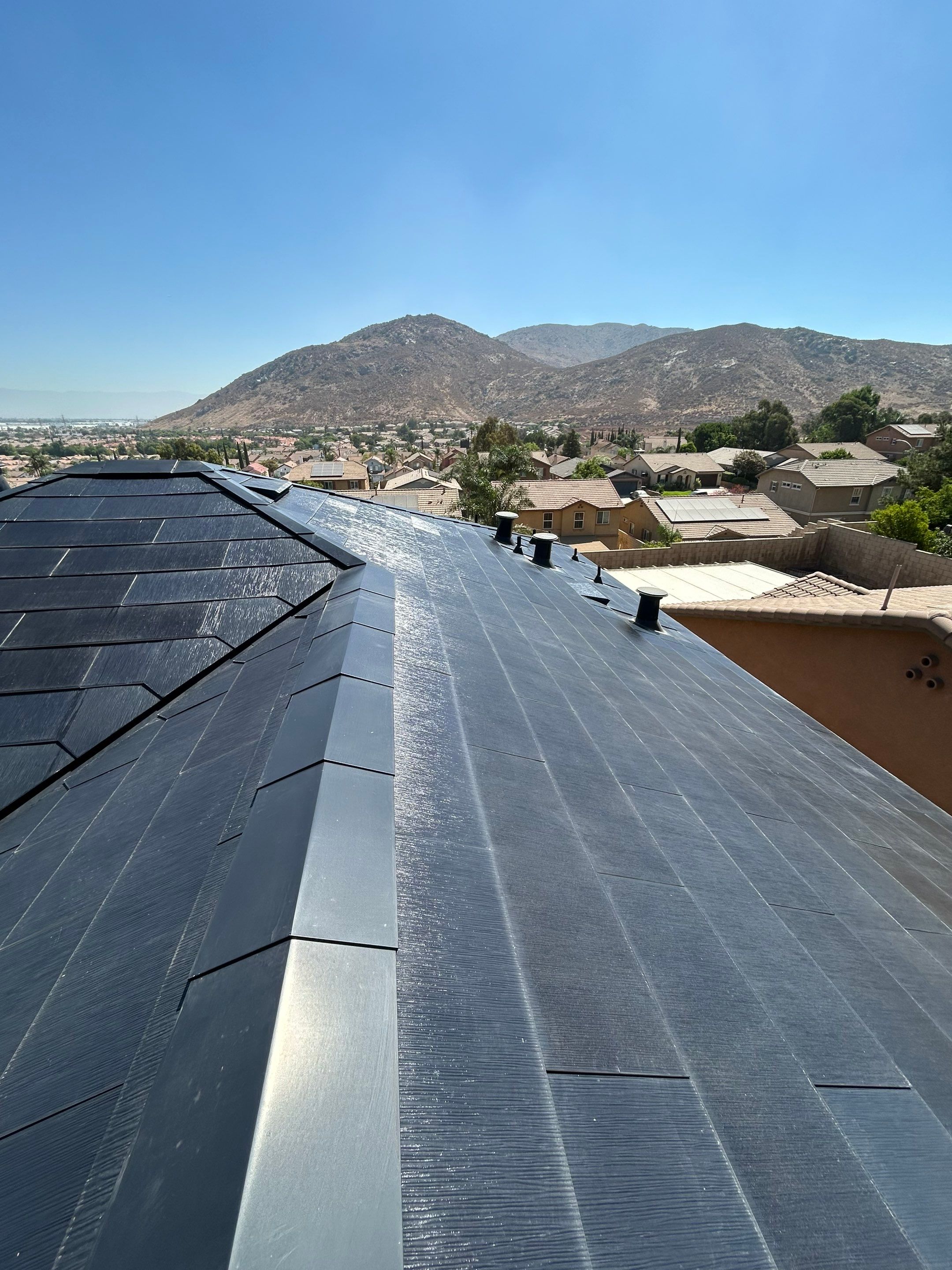 Tesla Roof Cleaning in Fontana California by Palm Coast Solar Cleaning
