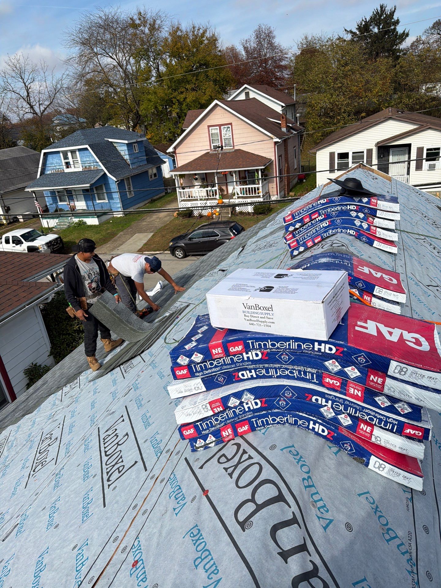 Residential Roofing Installation using GAF Timberline HDZ Oyster Grey by Rainstoppers Roofing