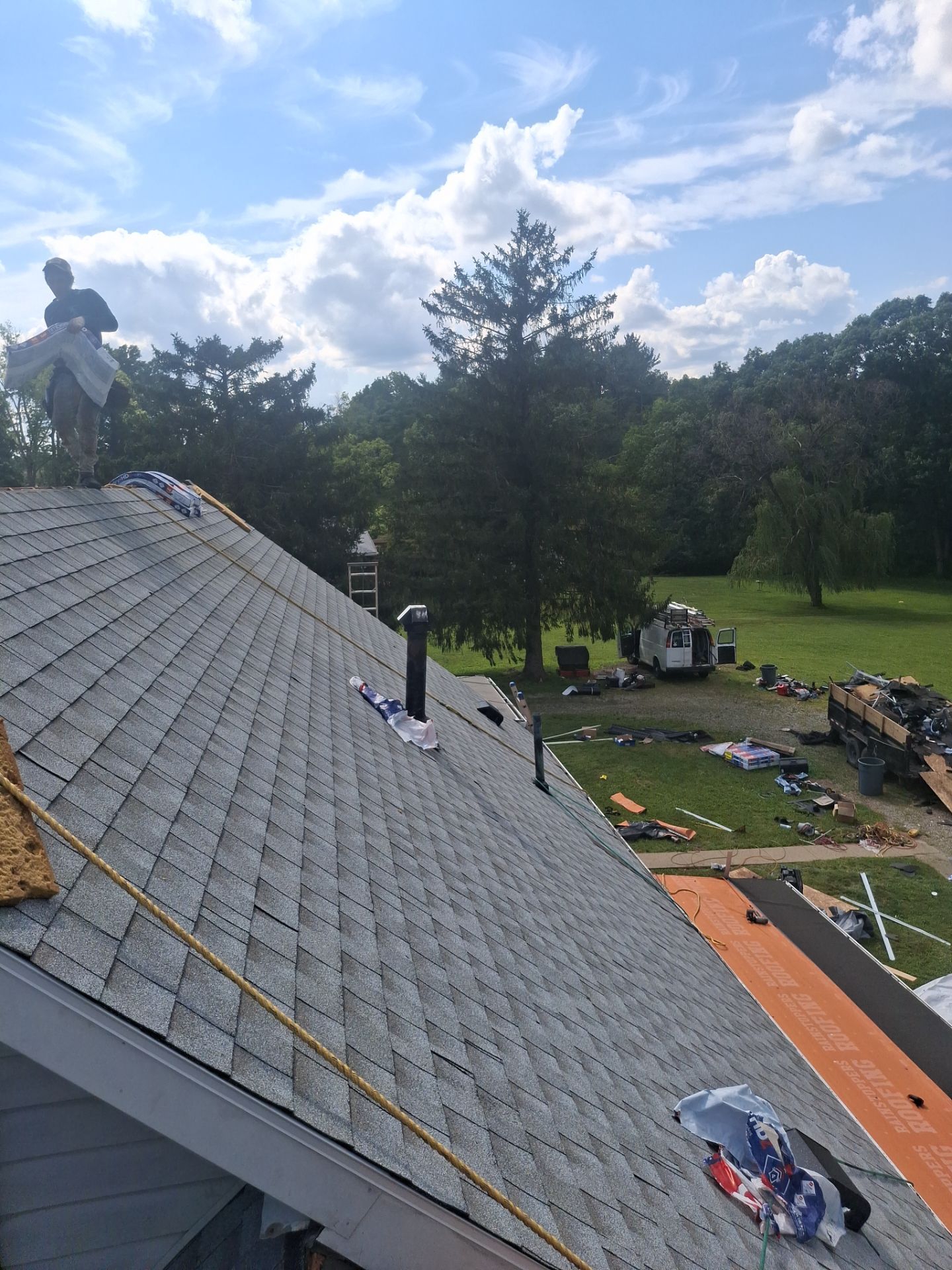 Residential Roofing Installation using GAF Timberline HDZ Fox Hollow Grey by Rainstoppers Roofing