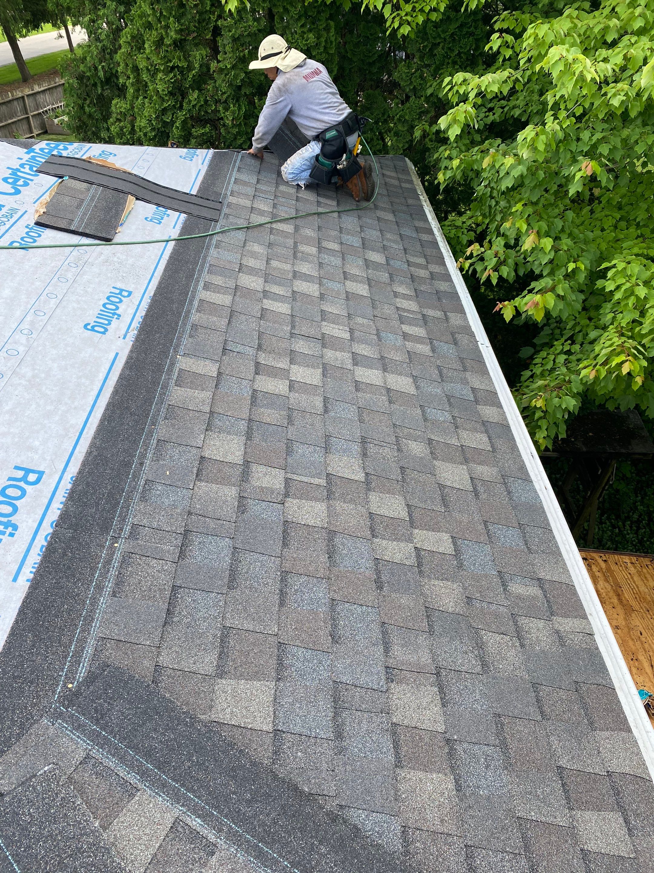 New Roof Installation using new OSB sheathing Certainteed Landmark Shingles by Best Exteriors Inc