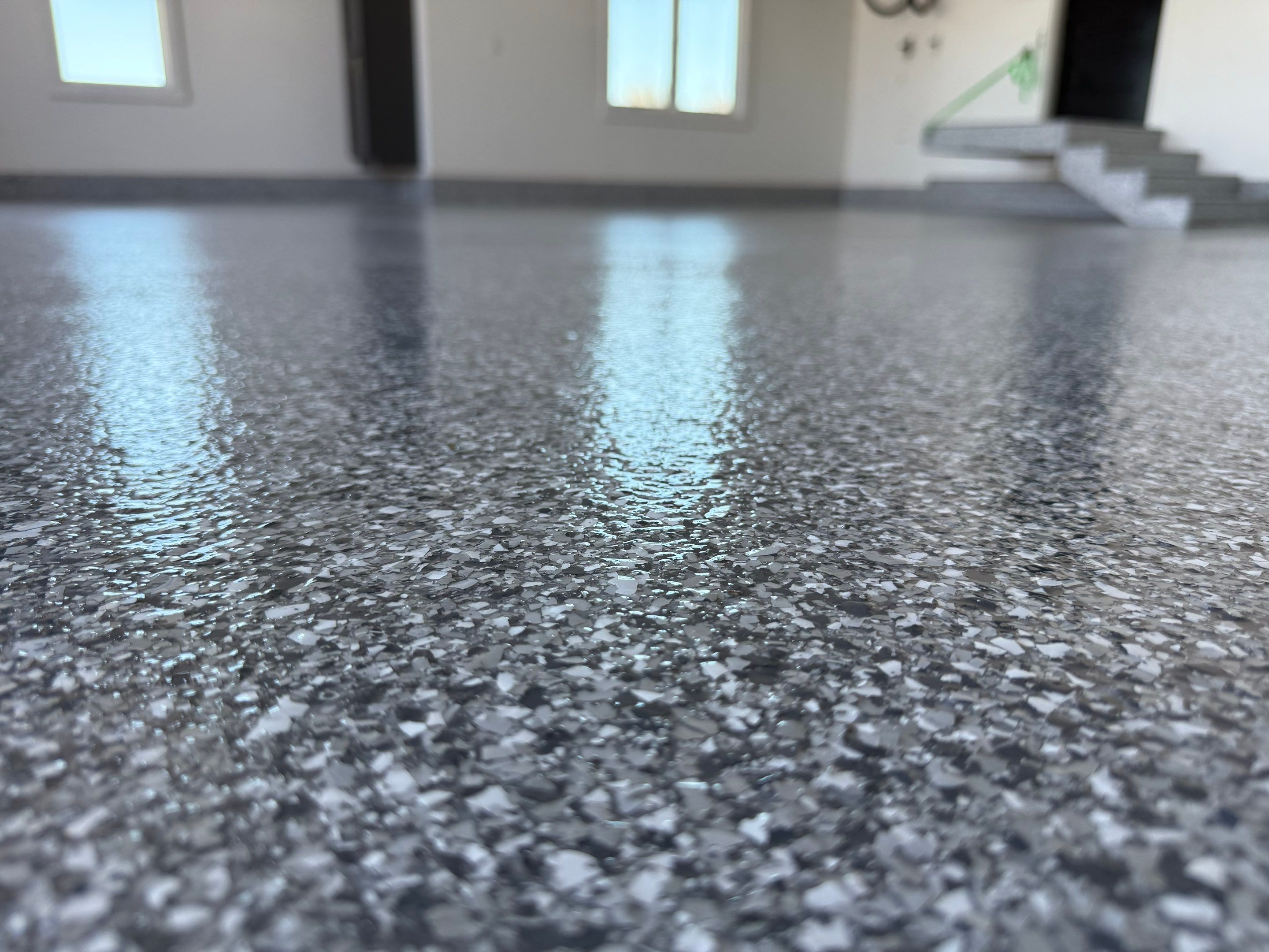 Gravel Flake Garage Floor Coating in Yankton by Select Painting, Coatings & Garage Cabinets