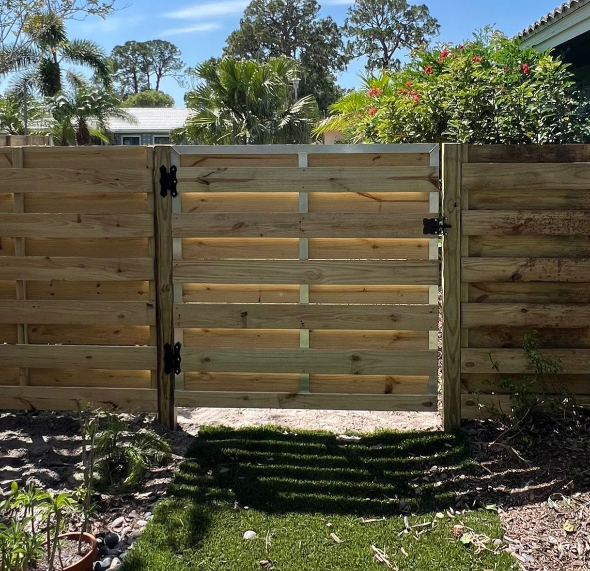 Wood Fence Installation using Wood Horizontal Shadowbox Fence by Asap fence and gates, LLC