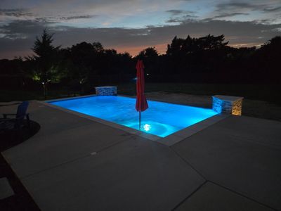 Modern Rectangular Pool with Sheer Waterfall