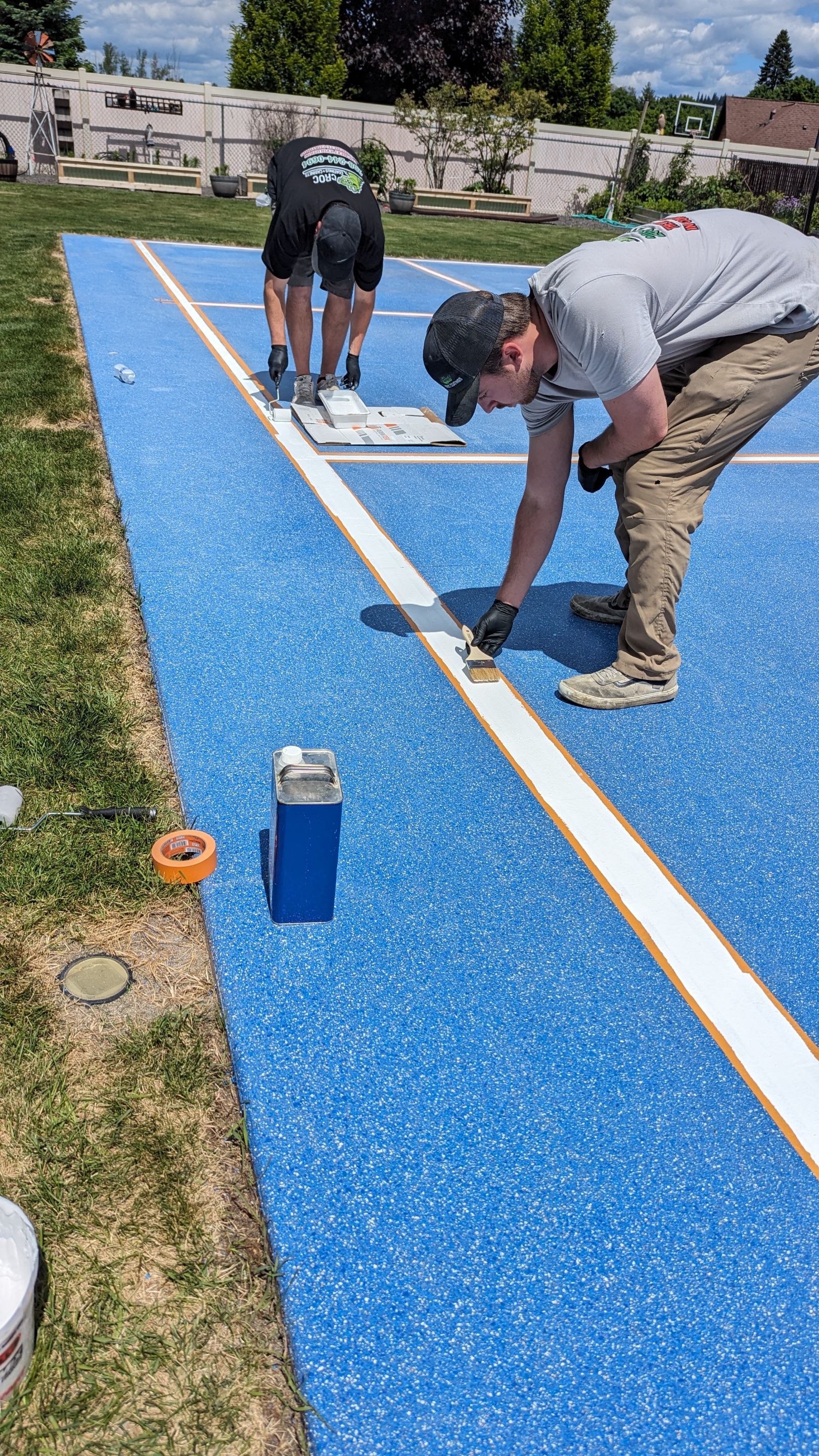 Sports Court Transformation using Ocean Hybrid by Croc Coatings, LLC