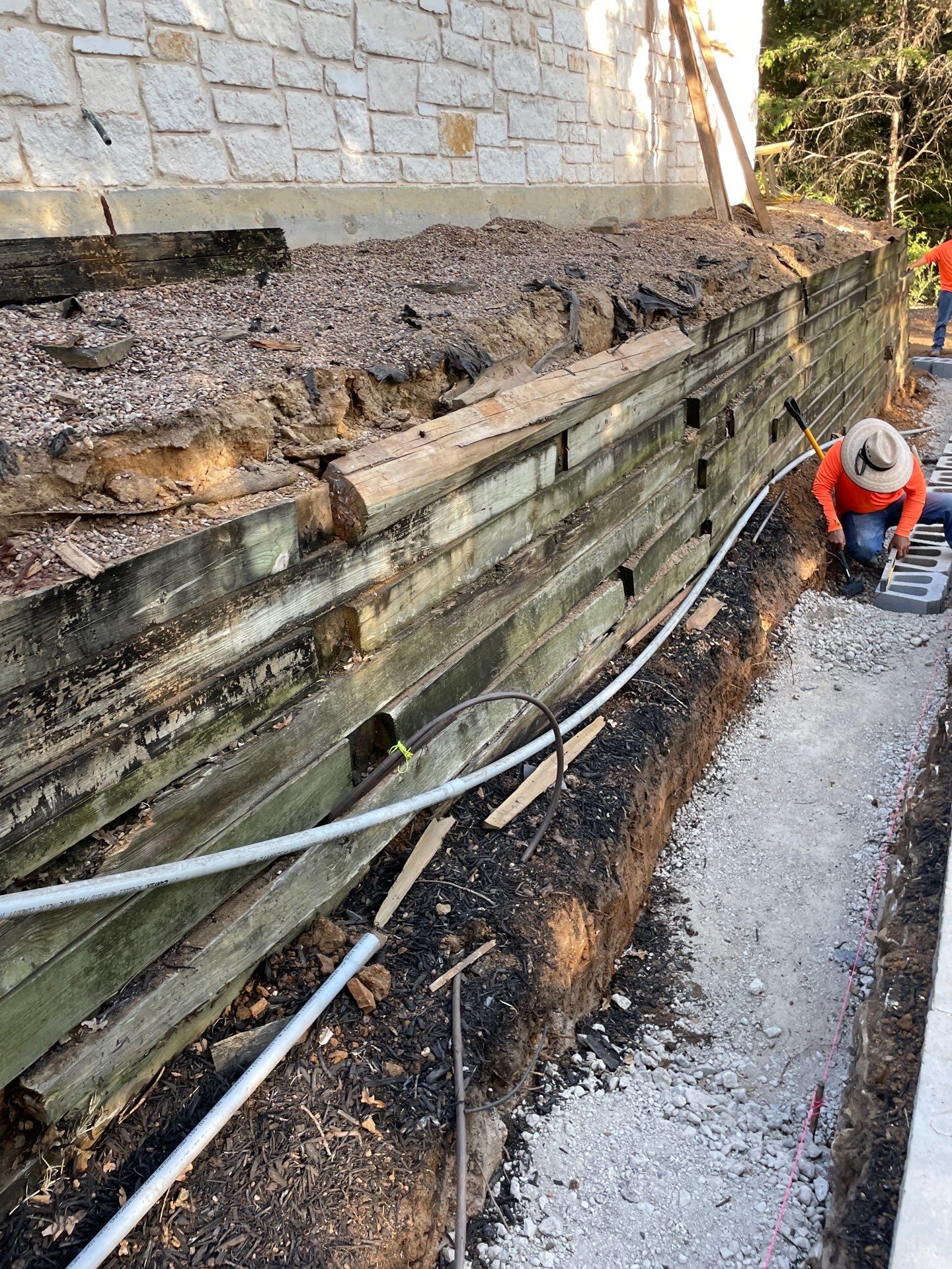 In Progress Retaining Wall Project by Peterson’s