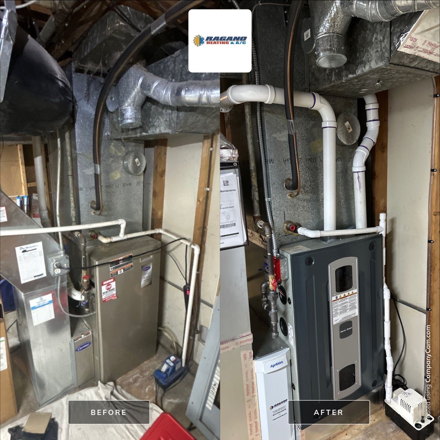 Furnace Replacement and Ductwork Repair by Ragano Heating & Air Conditioning Inc