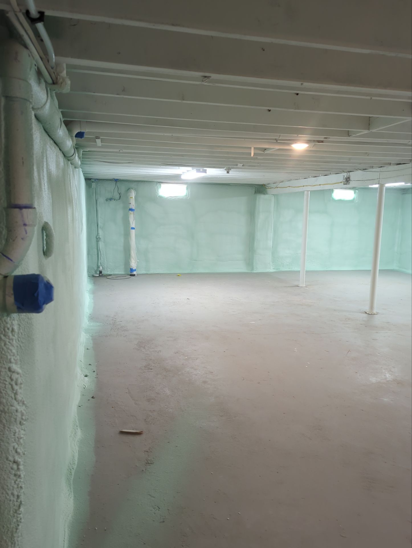 Basement Exterior Walls using Closed Cell Spray Foam by NYS Foam & Energy
