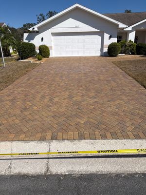 Restoring Herringbone Paver Driveway and Walkway in Sun City Center
