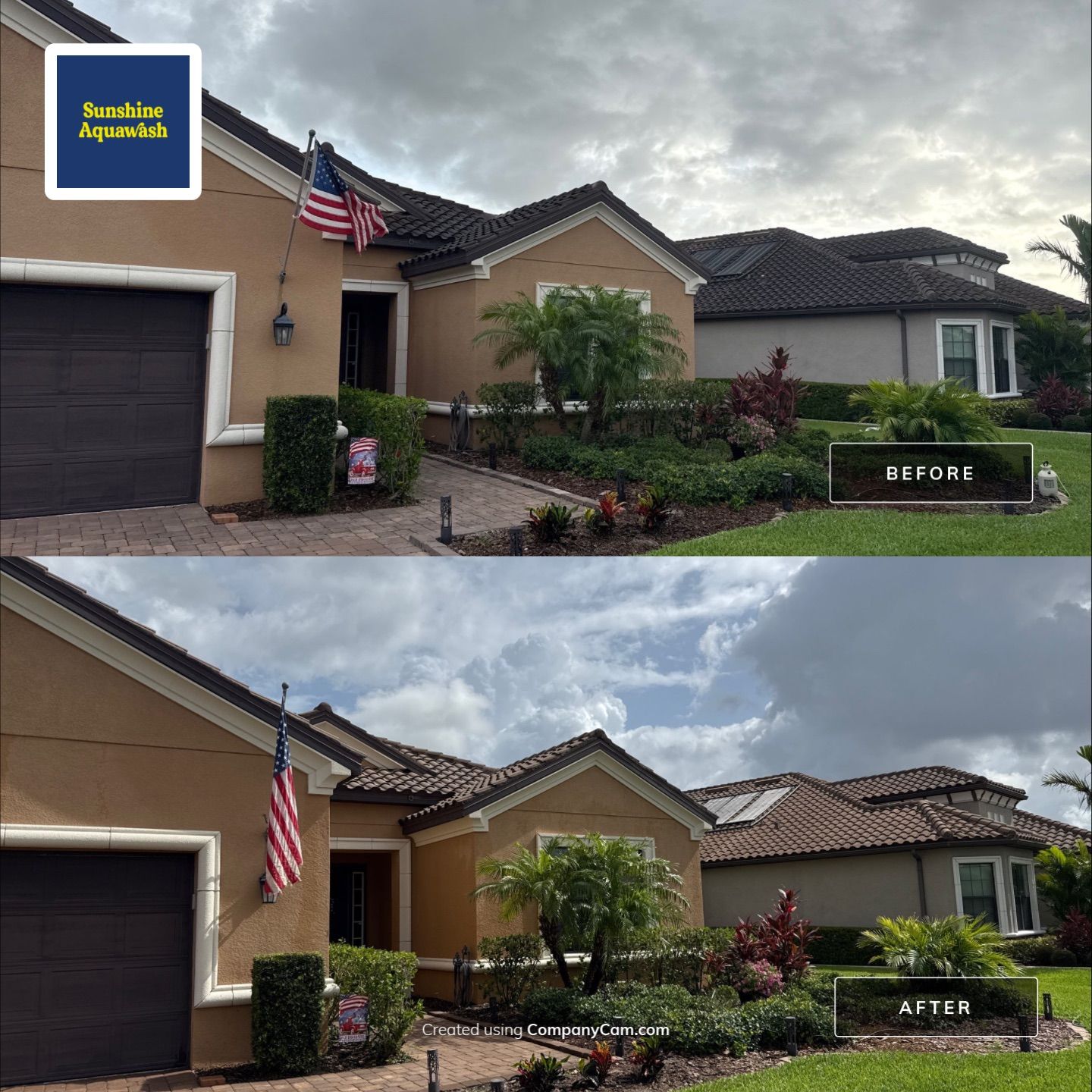 Tile Roof Cleaning & Paver Driveway Restoration – Artisan Lakes Esplanade, Palmetto, FL by Sunshine AquaWash