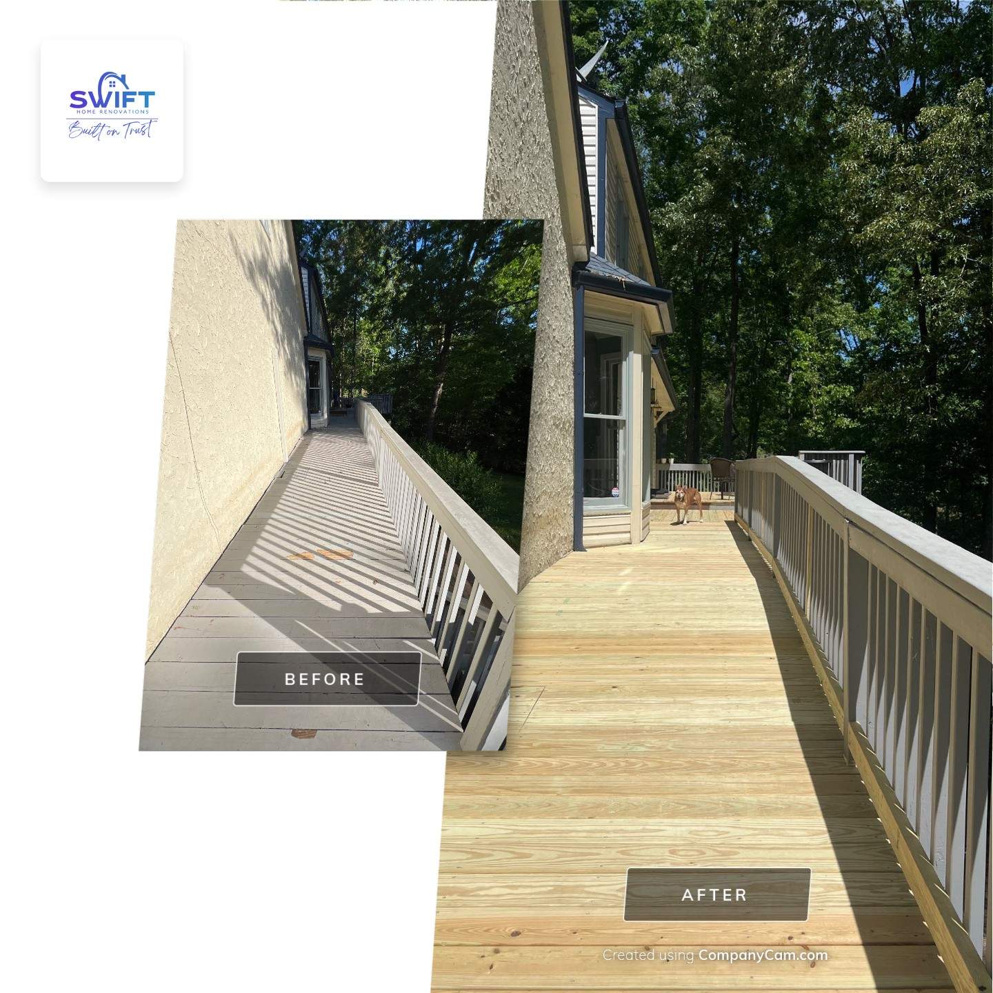 Pressure-Treated Wood Deck Resurfacing and Staircase Reconstruction in Canton by Swift Home Renovations