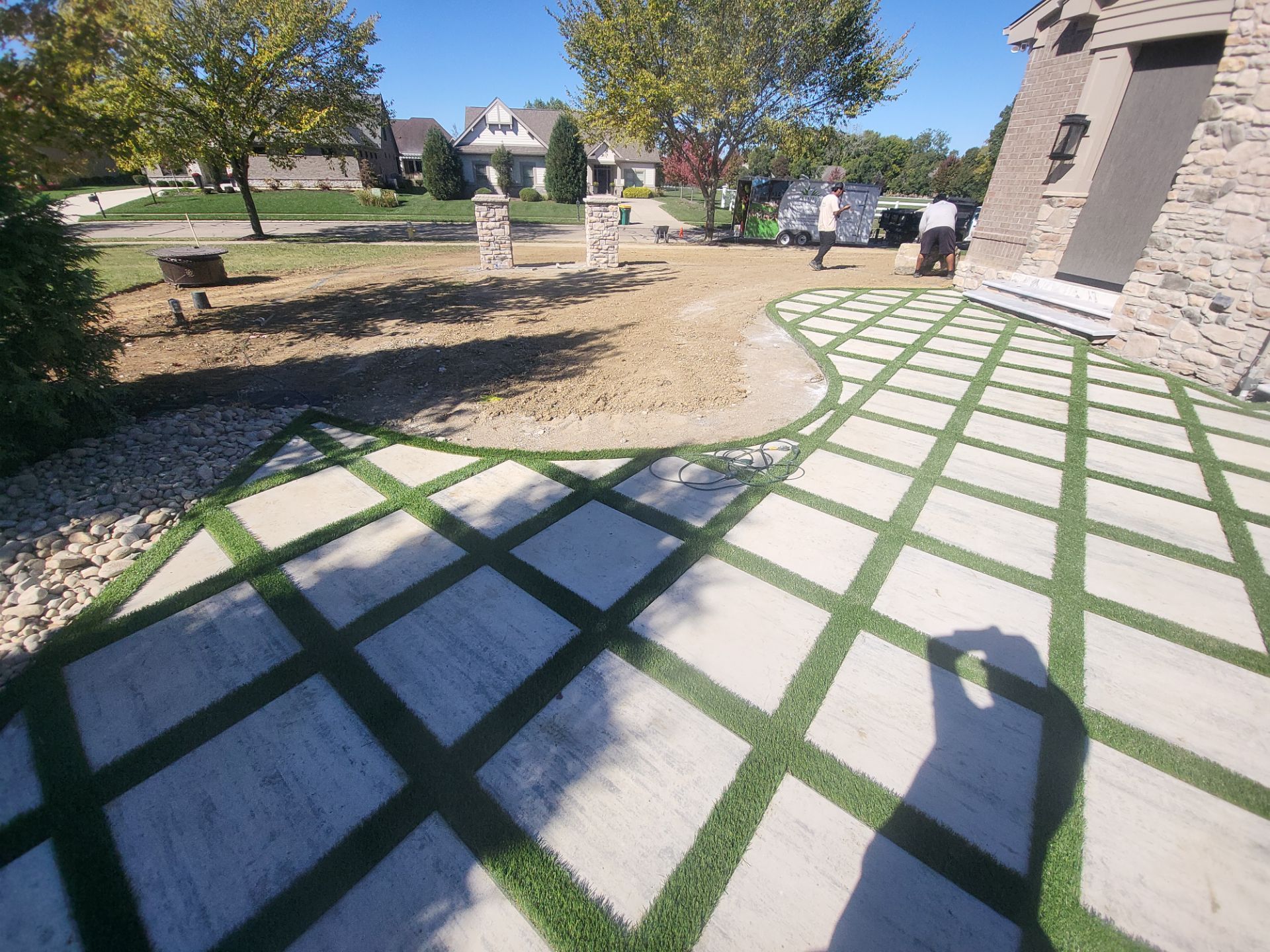 Residential Golf Green and Modern Paver Patio Installation in Centerville by Southwest Greens Midwest