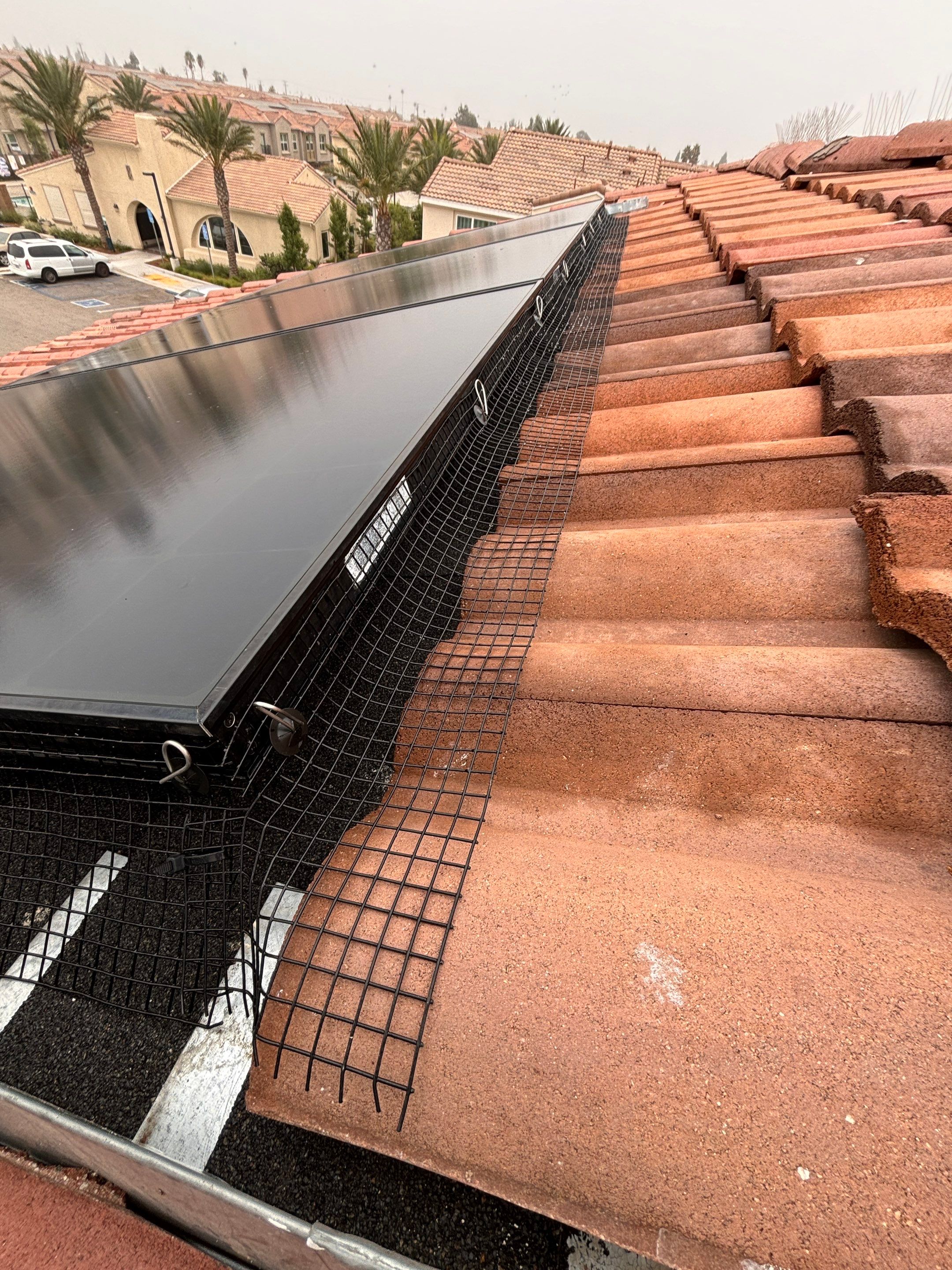 Solar Panel Bird Proofing in Fontana Ca by Palm Coast Solar Cleaning