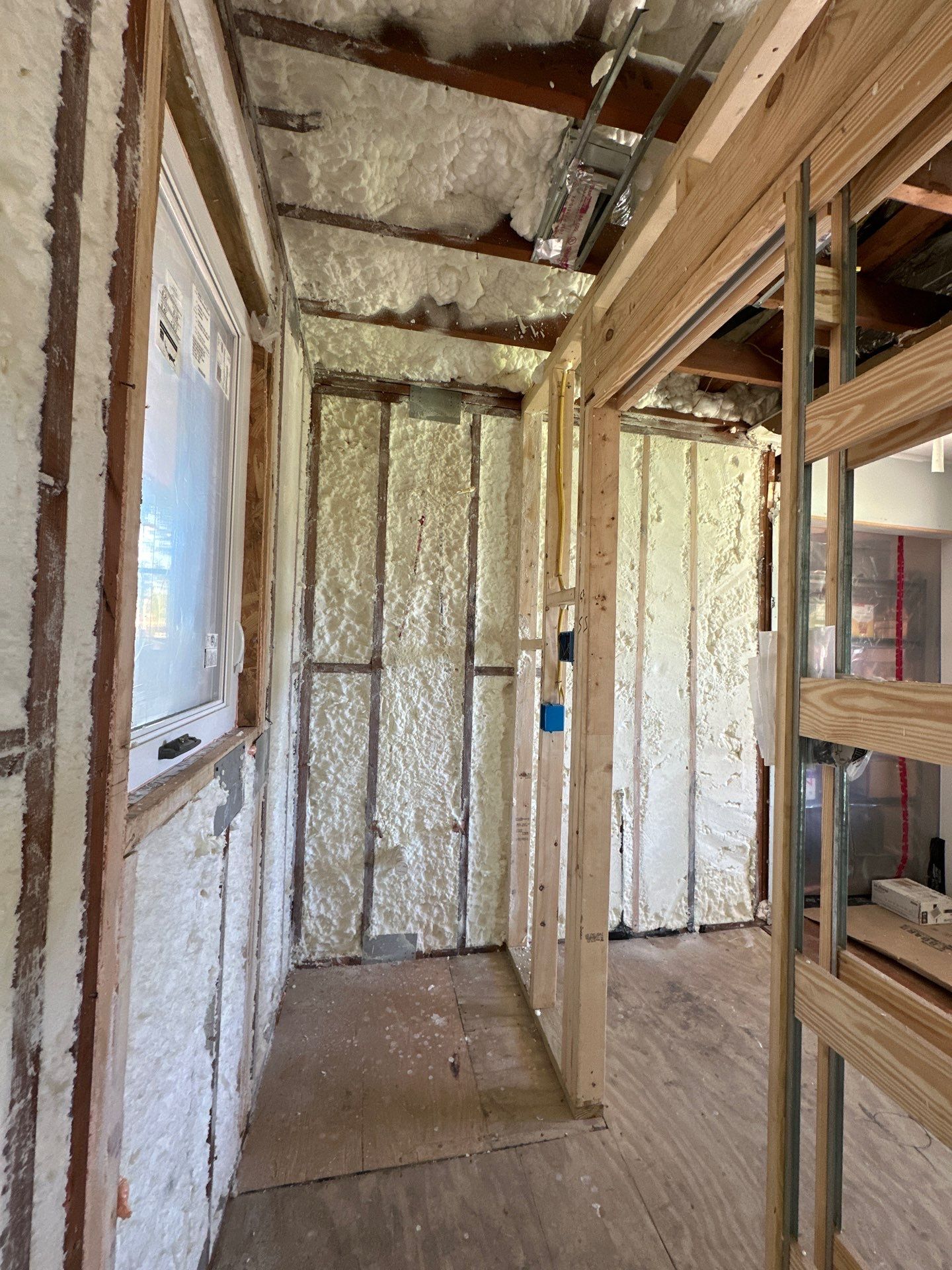 Open cell spray foam job completed at this home addition in Plano, TX by Apex Insulation Solutions