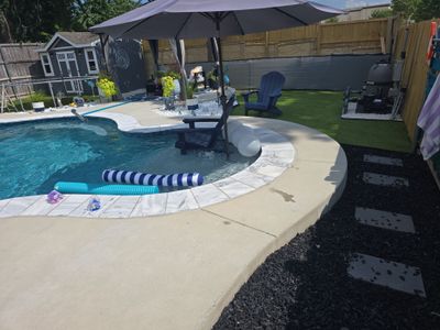 Freeform Pool with Raised Spa and Tanning Ledge