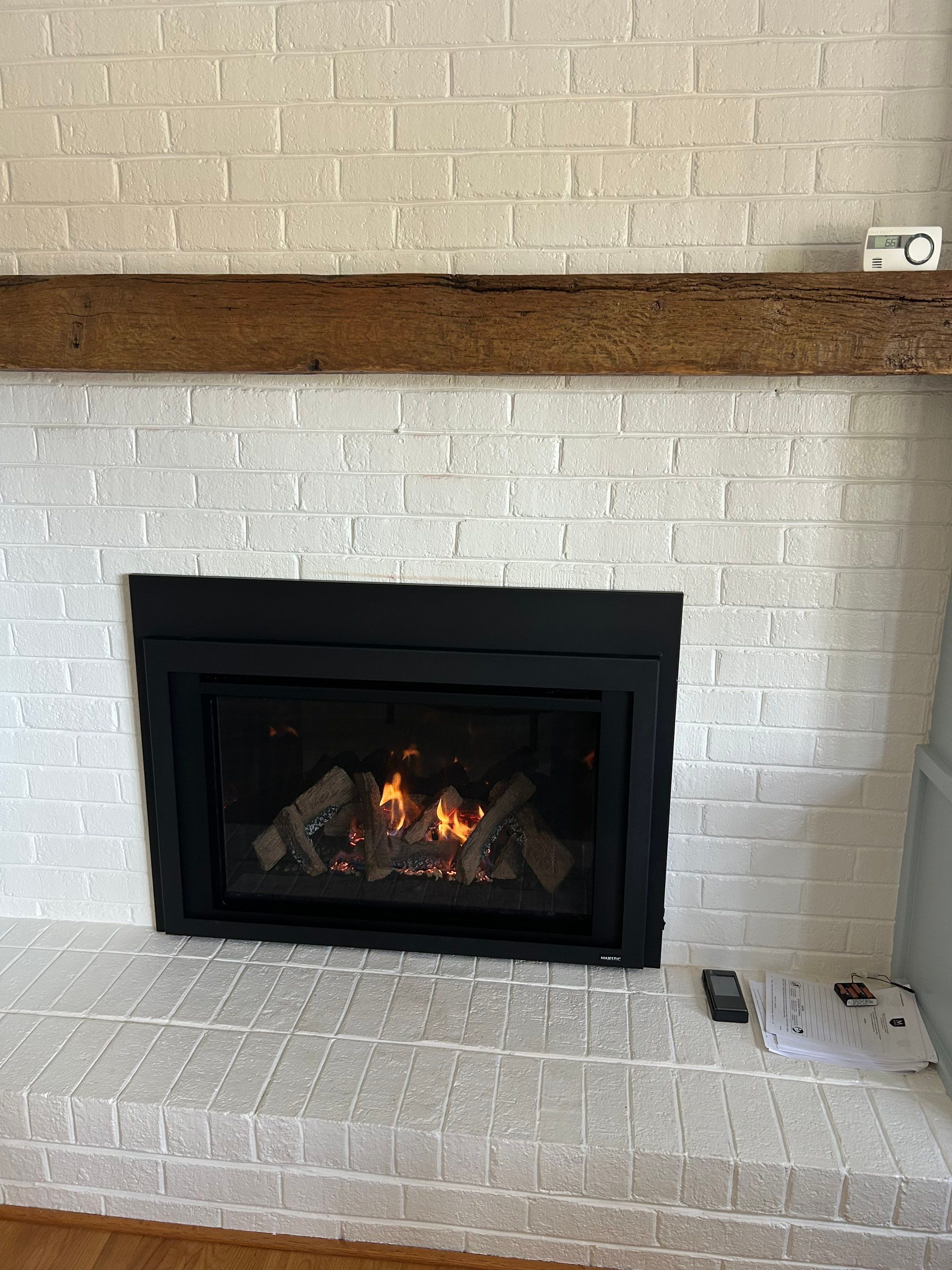 Gas Fireplace Insert Installed - Masonry Fireplace and Chimney by Premier Chimney and Roofing