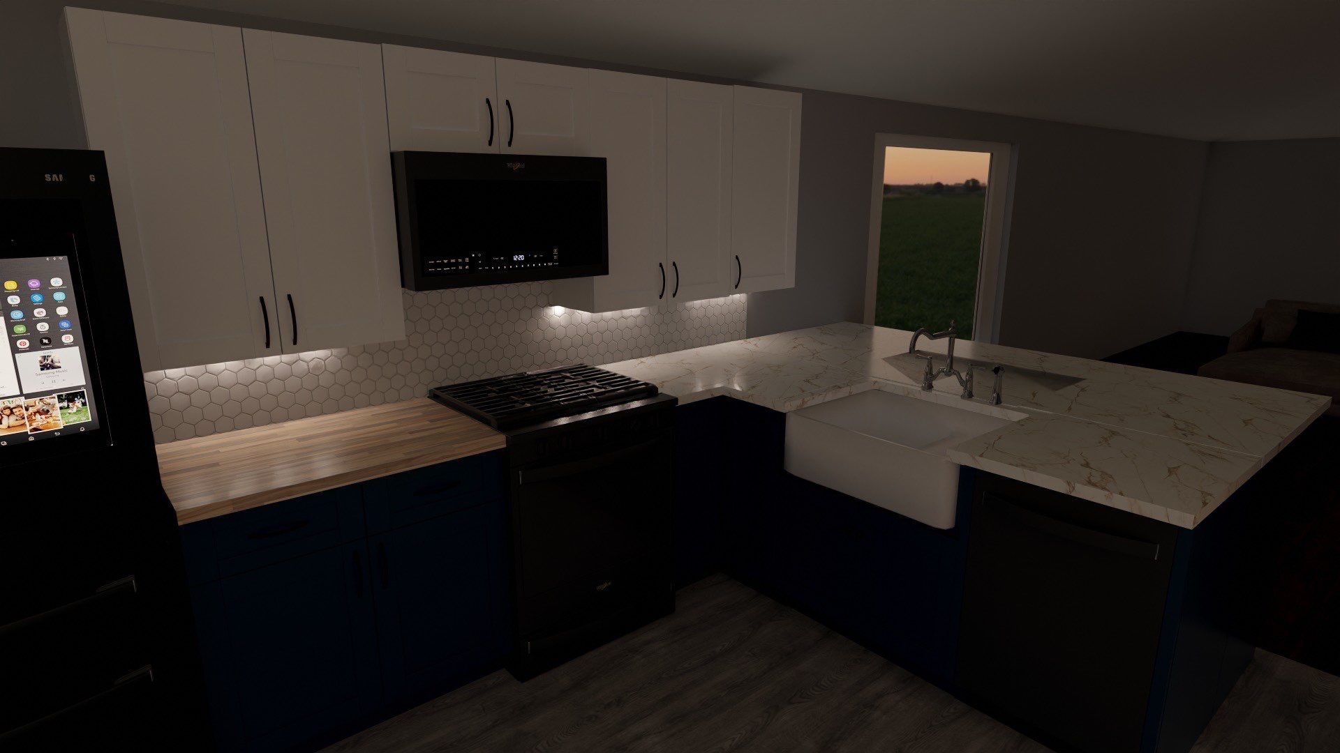 Modern Kitchen Remodel with Blue Cabinetry by Majesty Construction