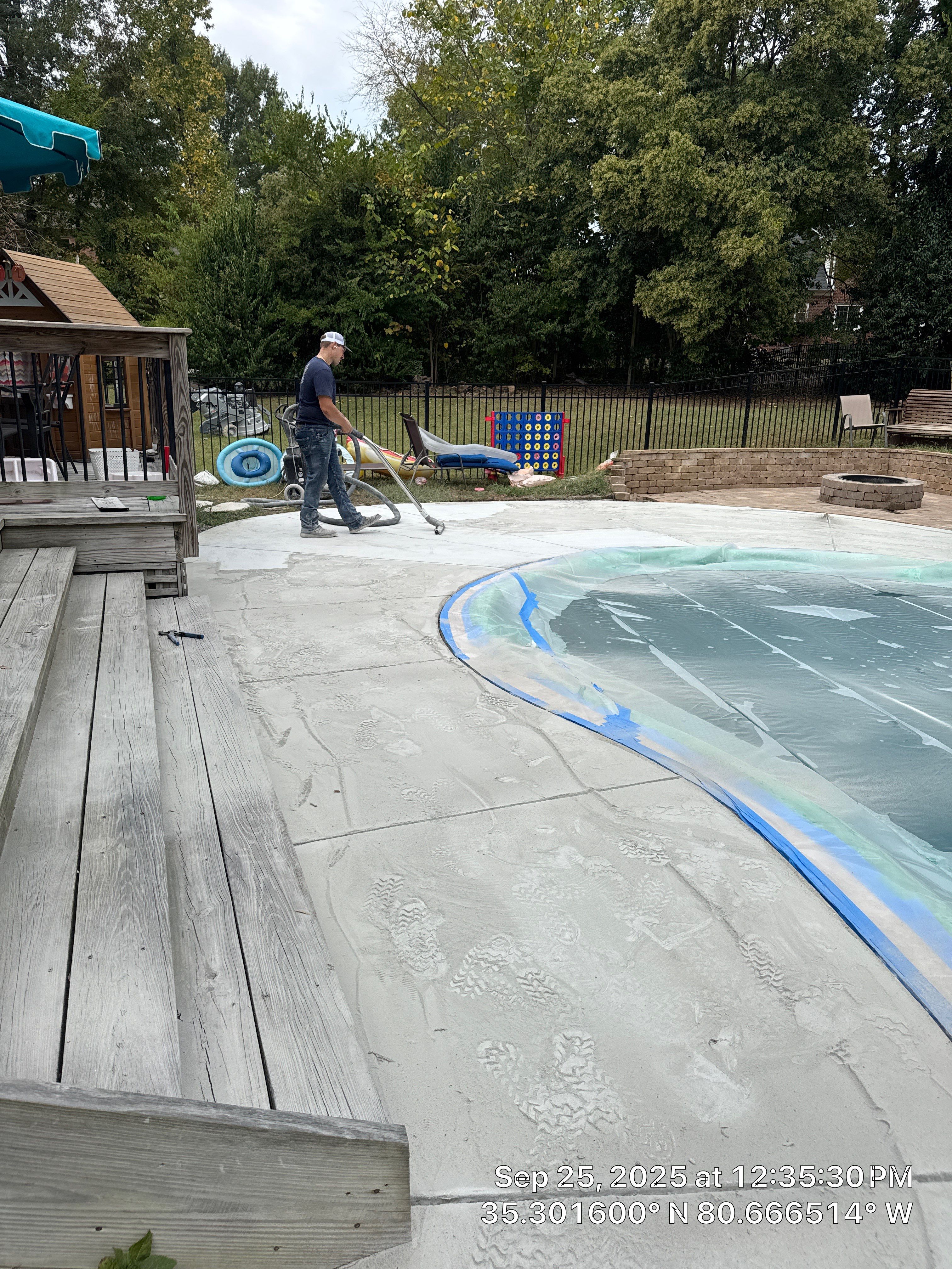 Pool Deck OverLay in Knockdown finish by Endure Concrete Coatings