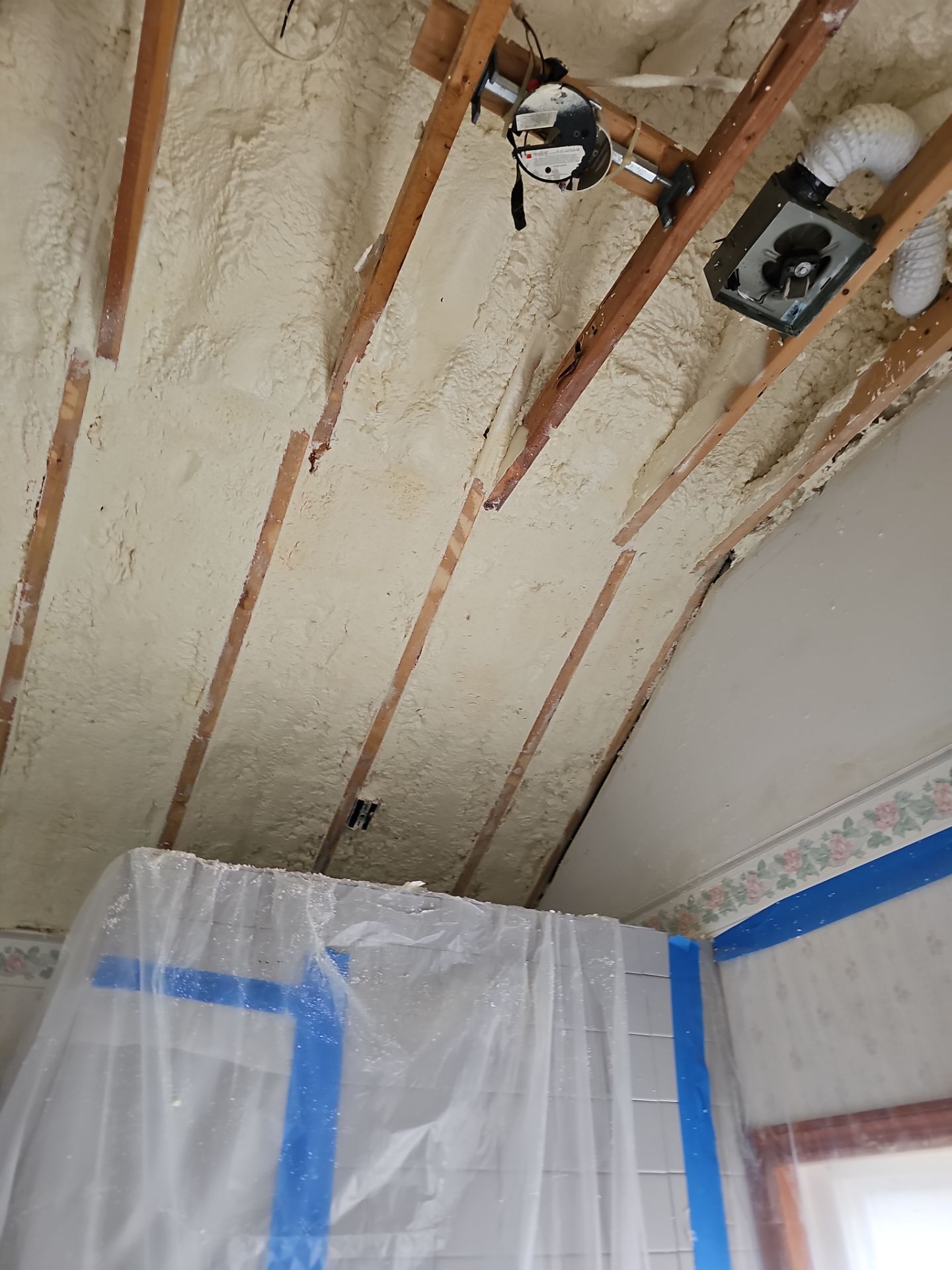 Attic Insulation using open cell spray foam by NYS Foam & Energy