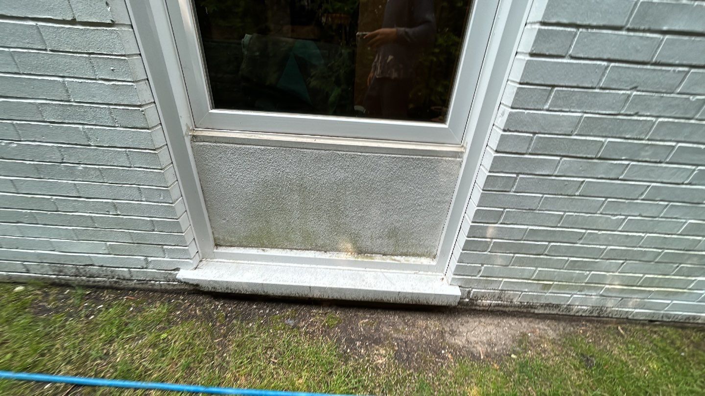 marble patio cleaning and sanding using Polysweep polymeric sand by Northern Power Washing LLC.