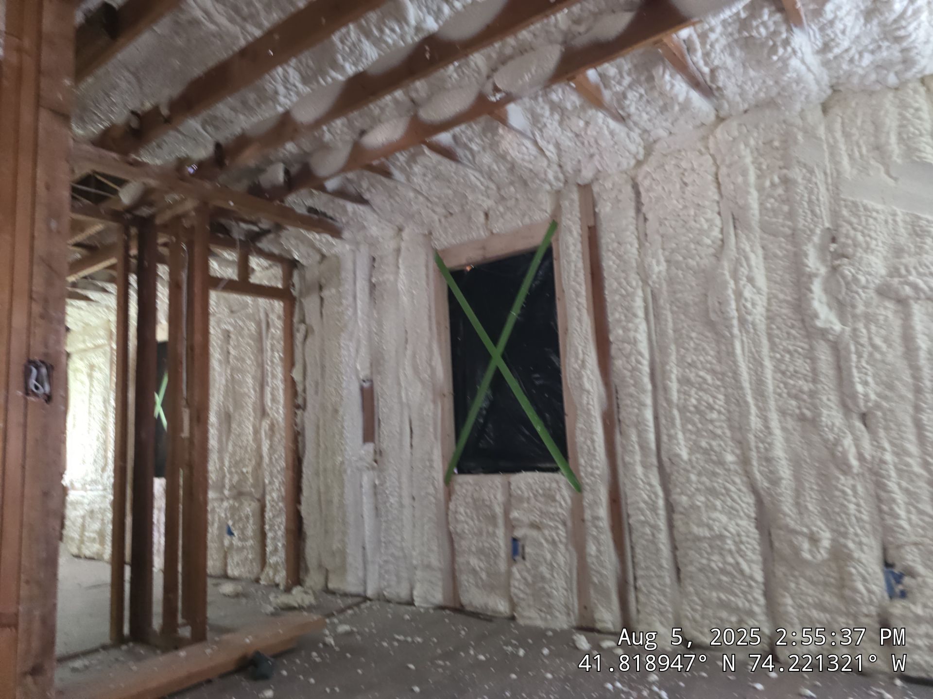 Master bedroom Exterior Walls using open cell spray foam by NYS Foam & Energy