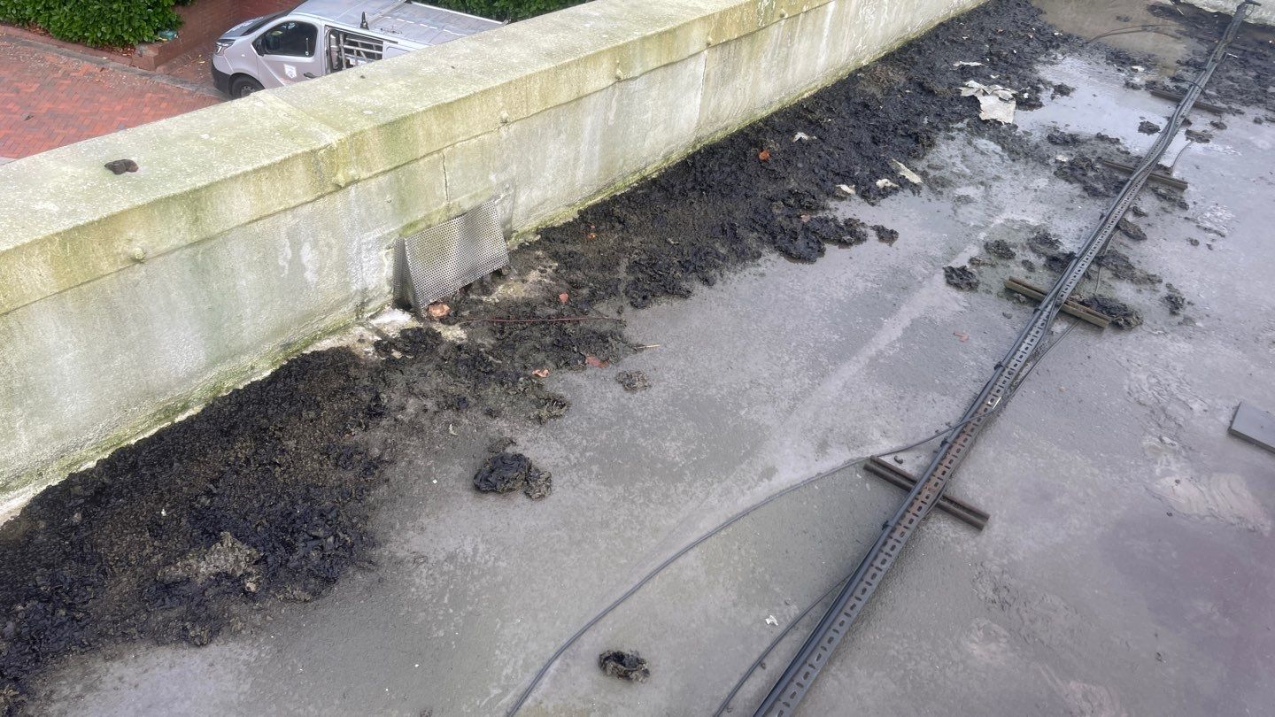 EPDM (rubber) Roof Cleaning using Honda 15lpm Low Pressure Washing Machine by Ges Exterior Cleaning ltd