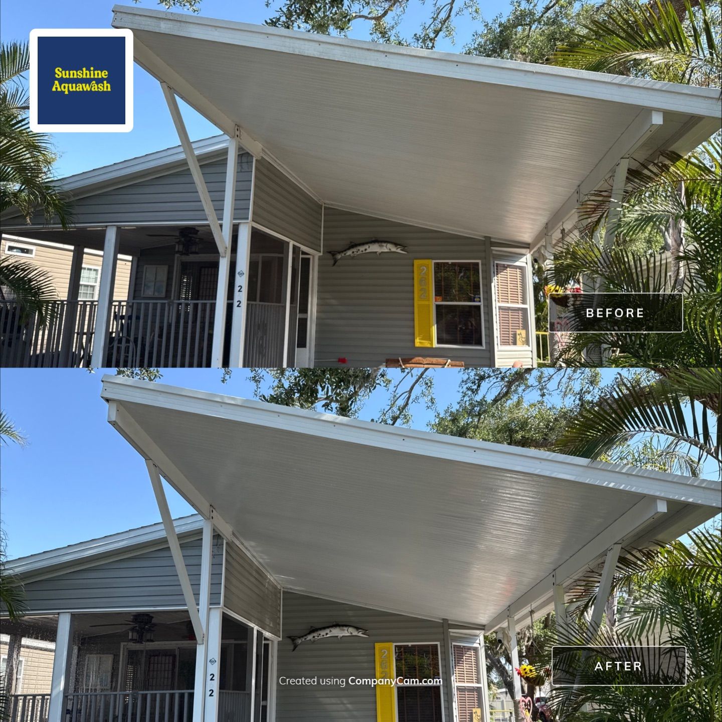 Mobile Home House Wash & Screened Porch Cleaning | Fisherman’s Cove RV Park | Terra Ceia, FL by Sunshine AquaWash
