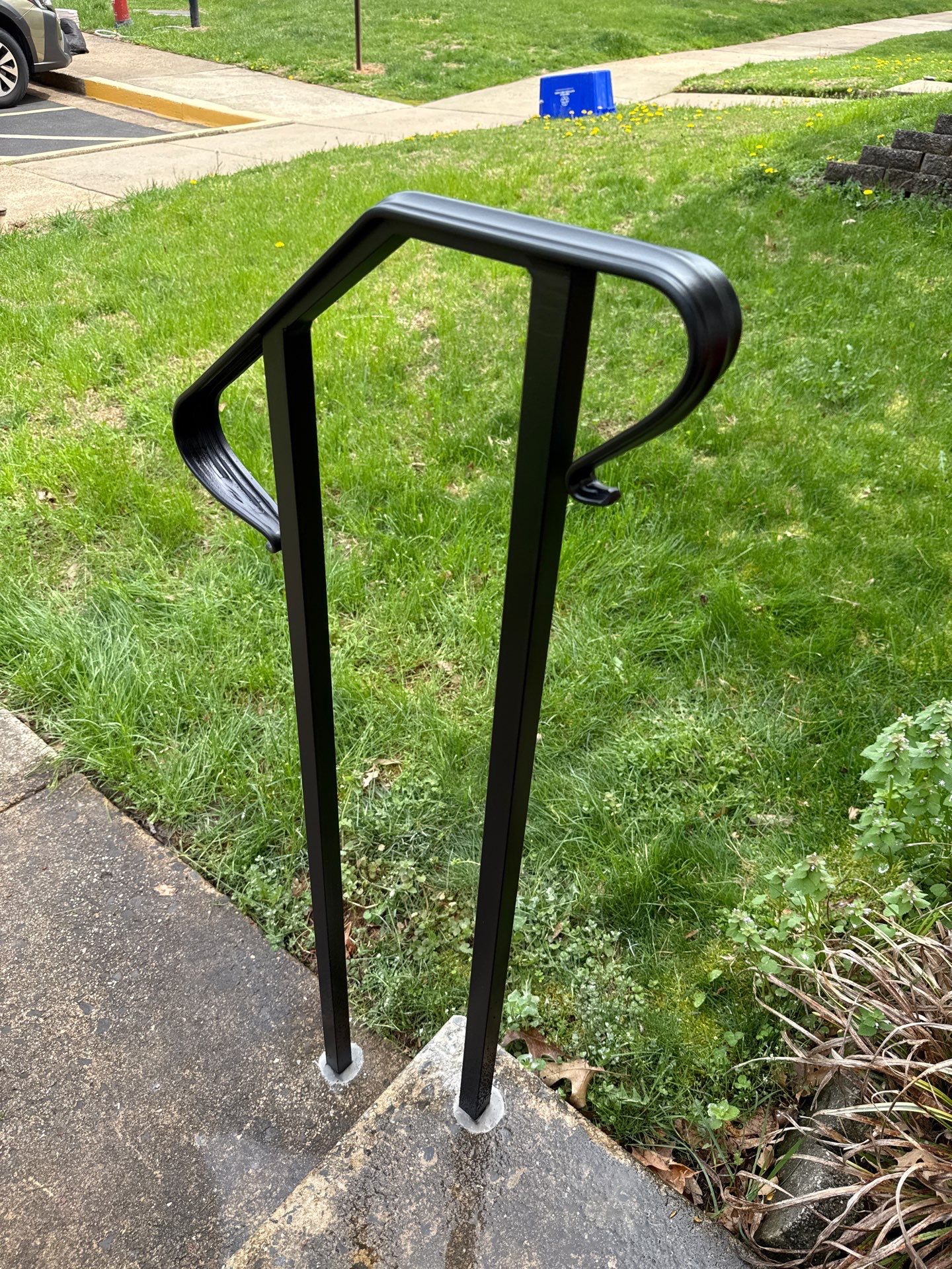Custom Black Metal Exterior Handrail Installation in Olney by Capitol Iron Works