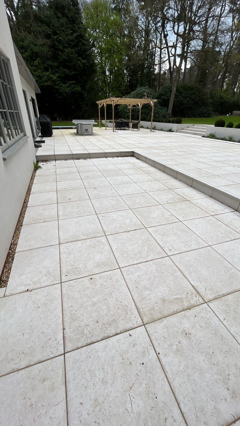 Porcelain Patio Clean using Honda 15lpm Low Pressure Washing Machine by Ges Exterior Cleaning ltd