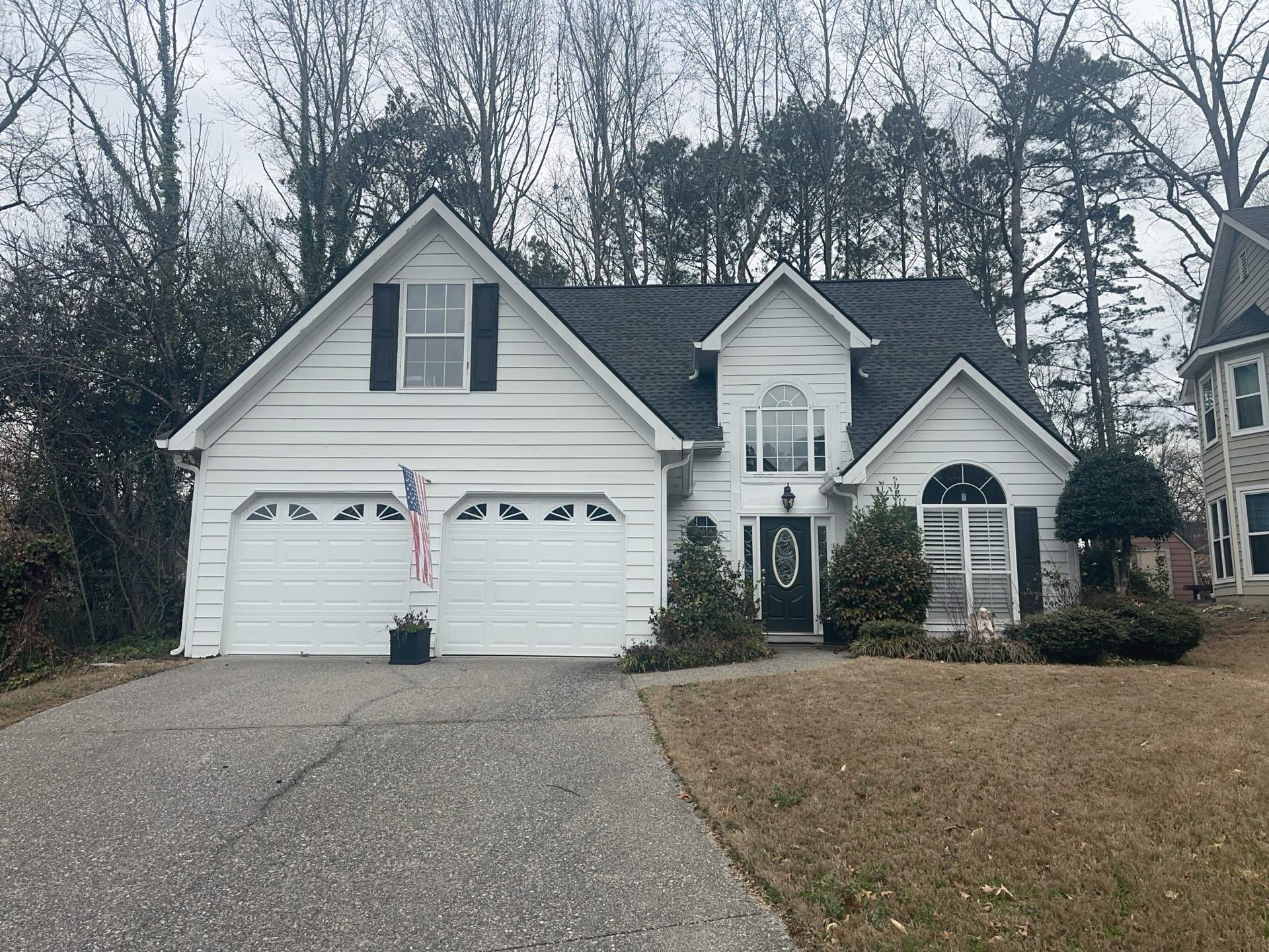 Alpharetta, GA Siding & Exterior Painting with Black Trim Before & After by Nelson Exteriors