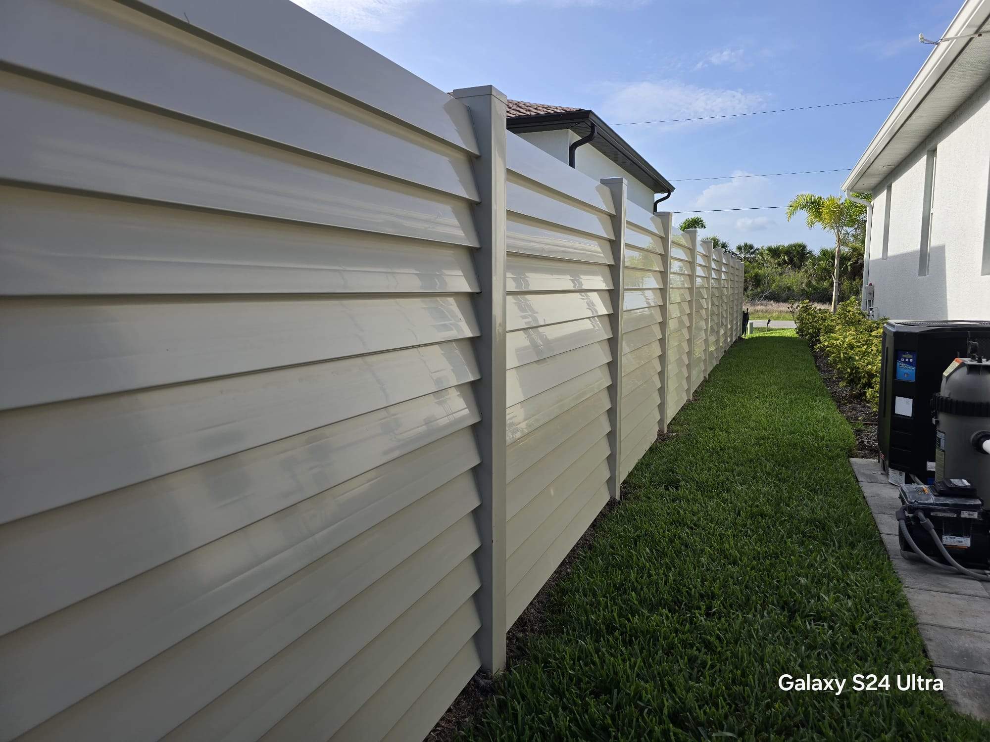 Tan Louvered Vinyl in Port Charlotte by True Fence LLC