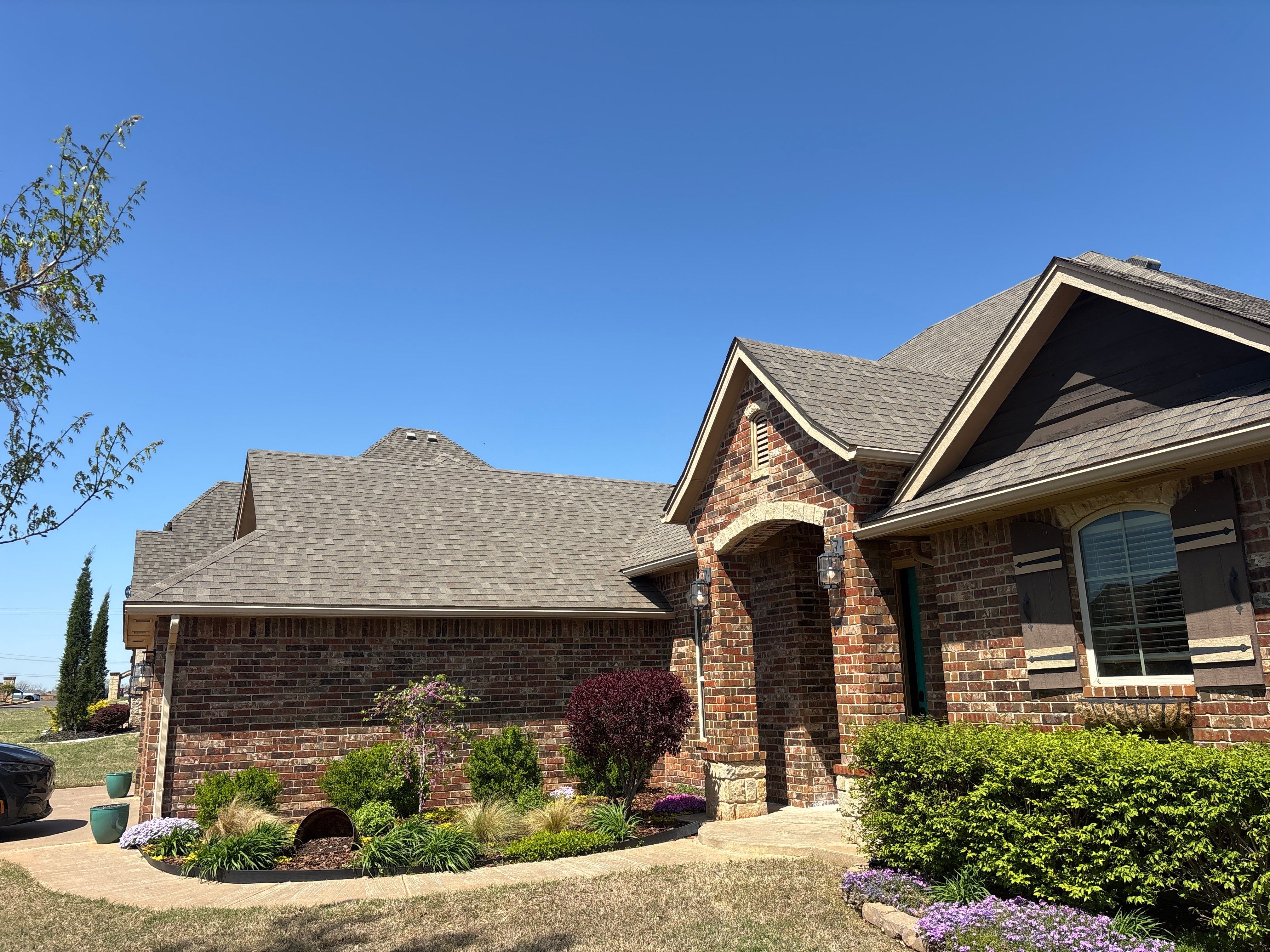 GAF Architectural Shingle Roof Replacement and Decking Repair in Mustang by 5Coat Roofing & Construction