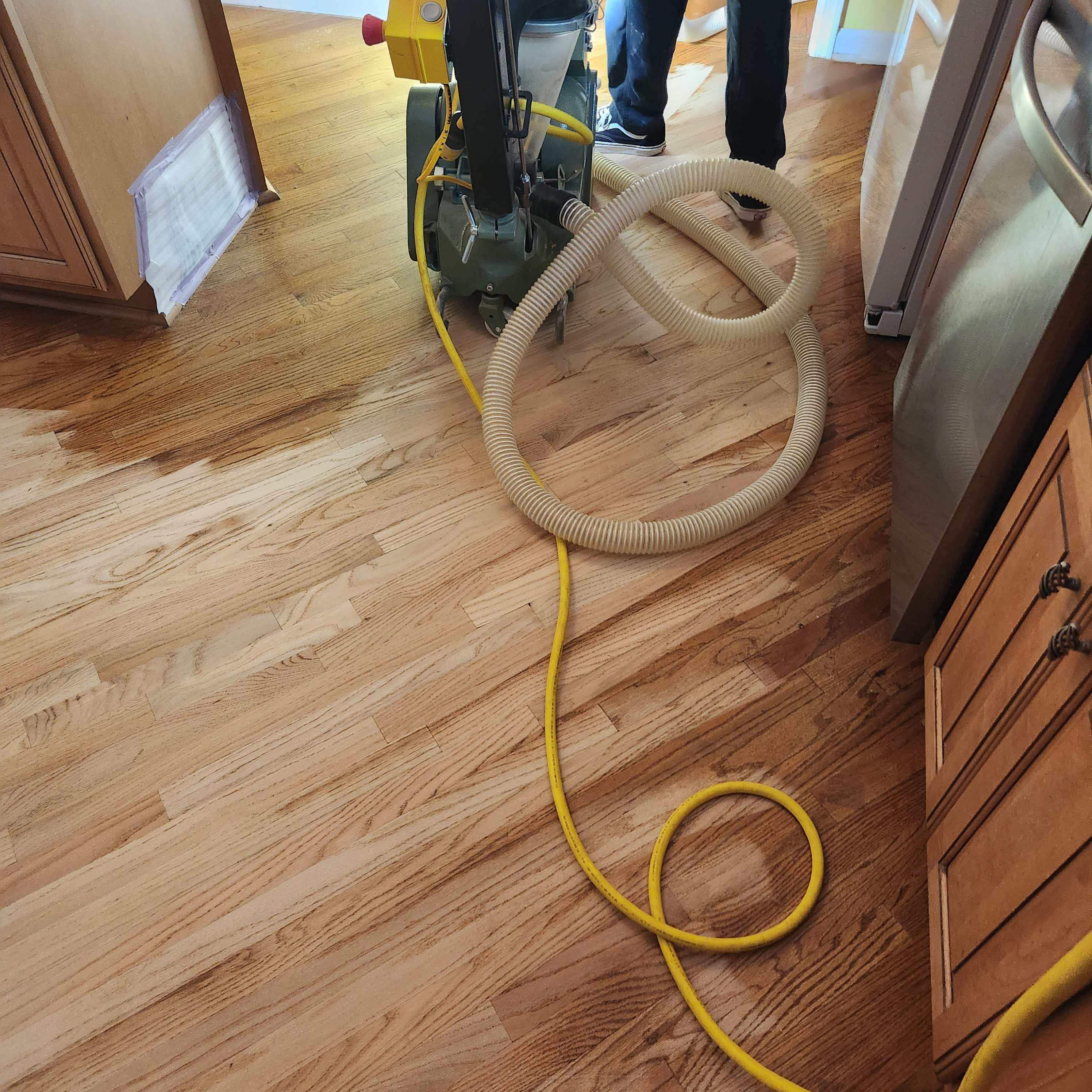 Sand and Refinish Red Oak Kitchen Floor by Footprints Floors Morristown