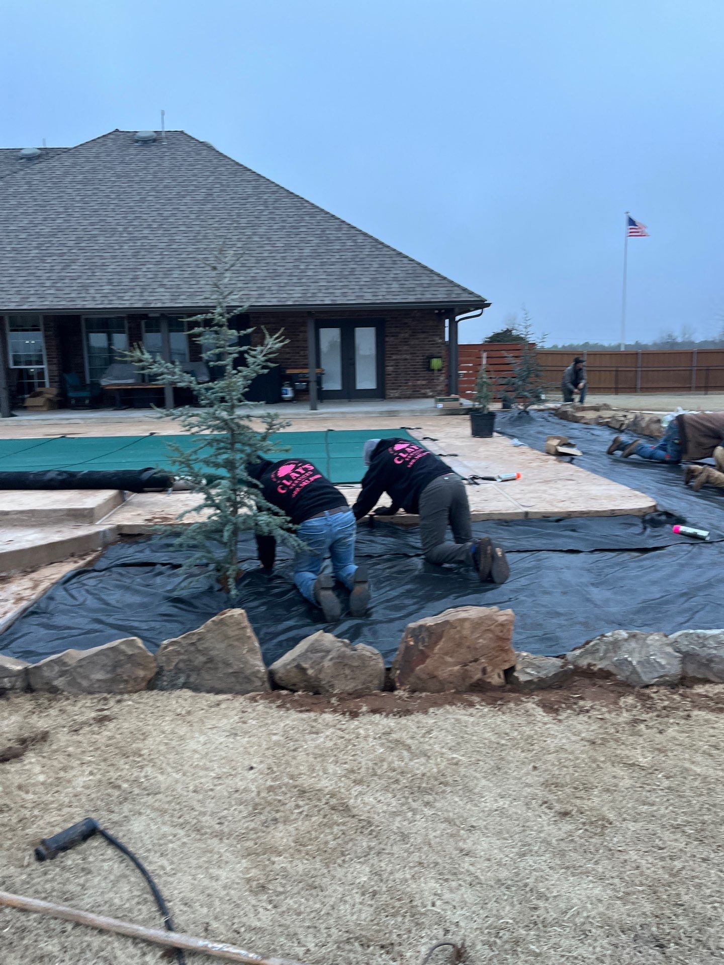 Landscape installation w/ irrigation and landscape lighting by Clays Services Inc