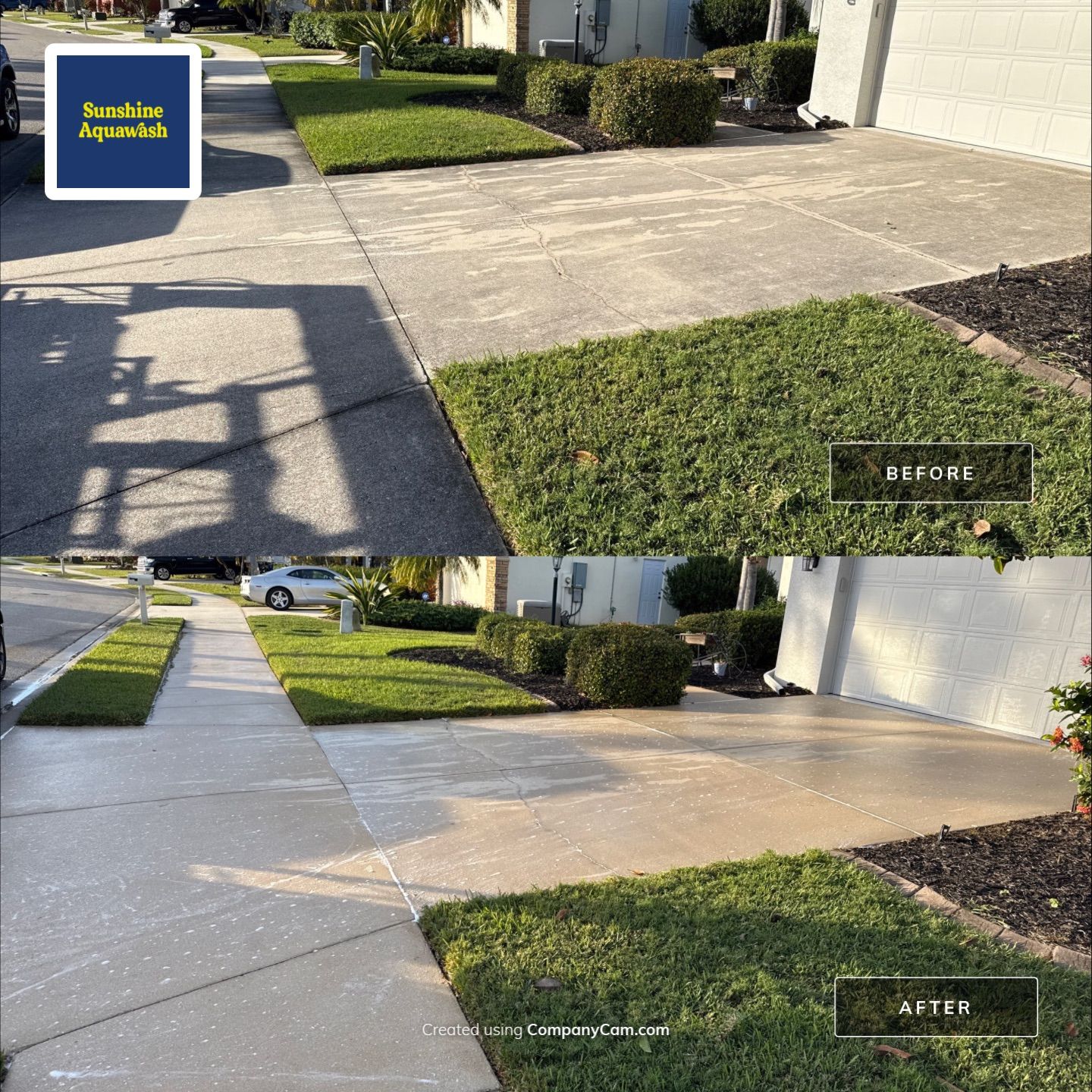 Concrete Driveway & Walkway Transformation | Northwood Park, Palmetto FL by Sunshine AquaWash