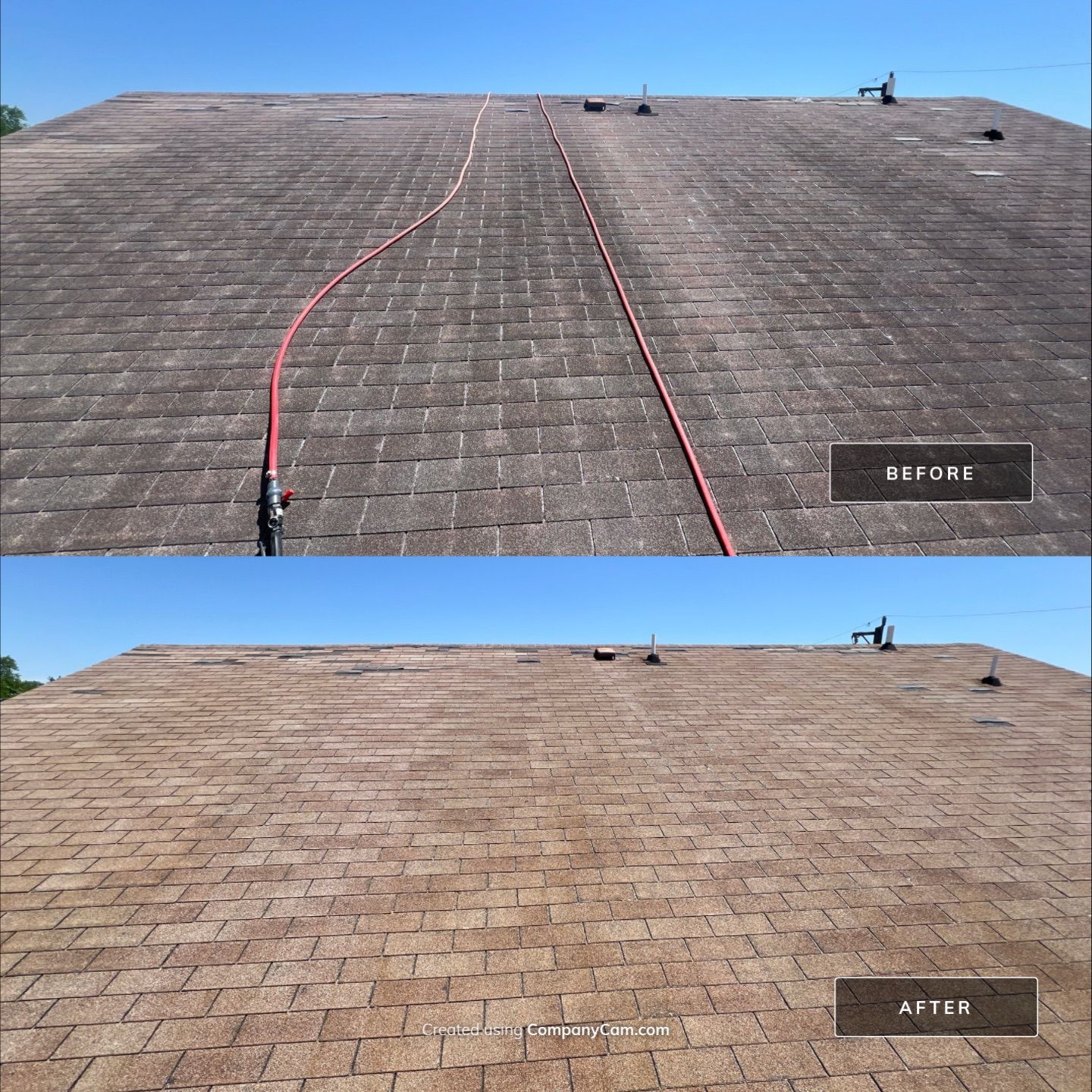 Shingle Roof Washing Project in San Antonio by Bright Choice